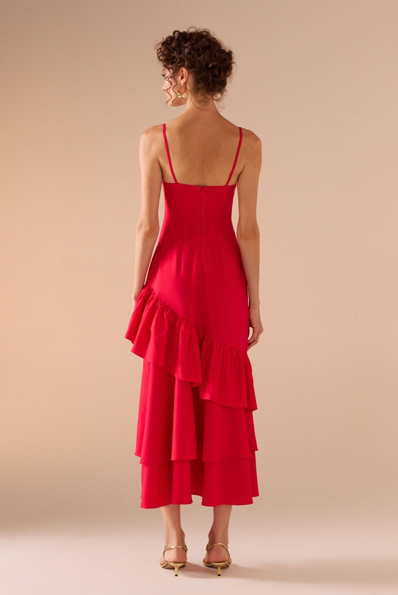 linen dress with ruffled skirt - shopaleena