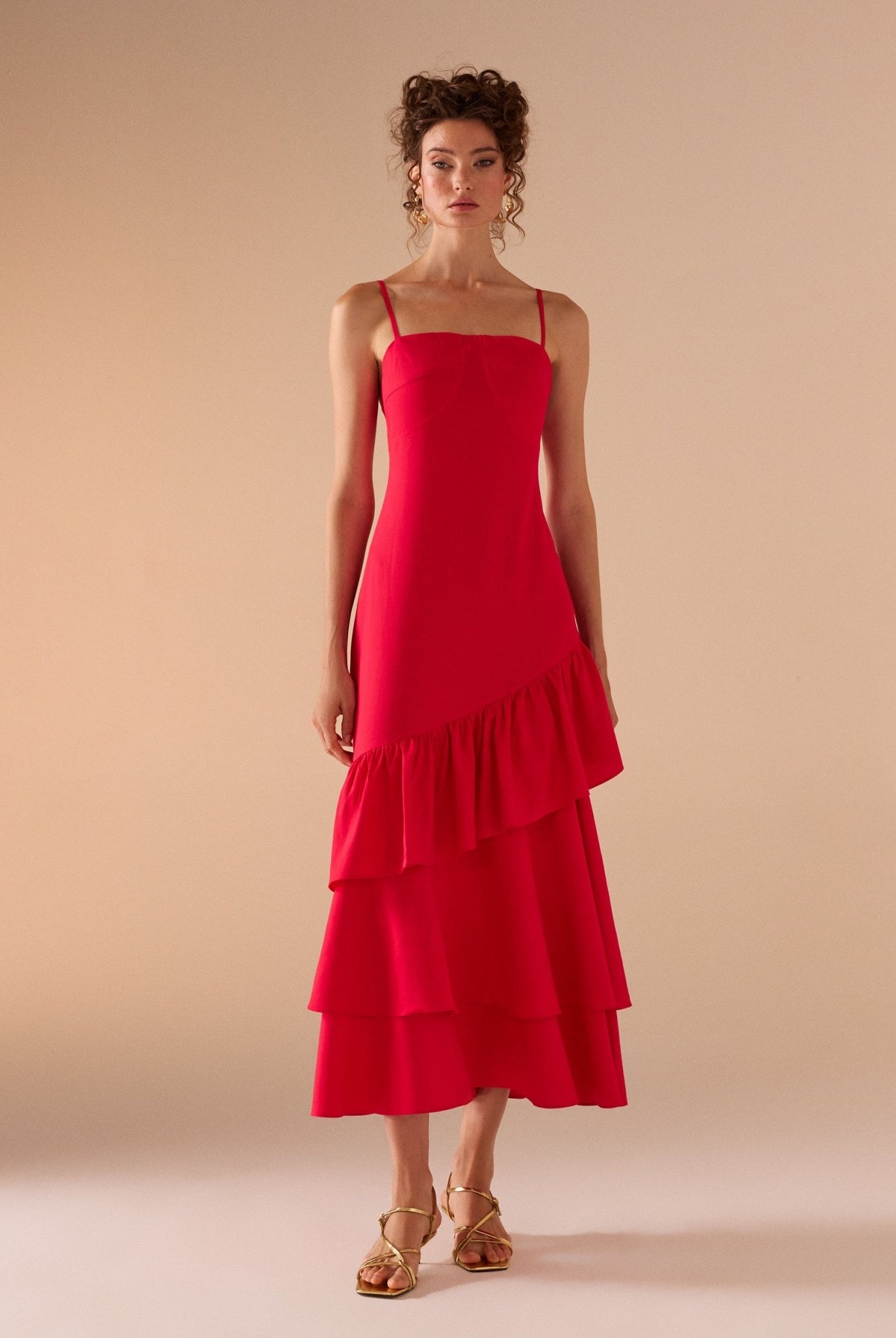 linen dress with ruffled skirt - shopaleena