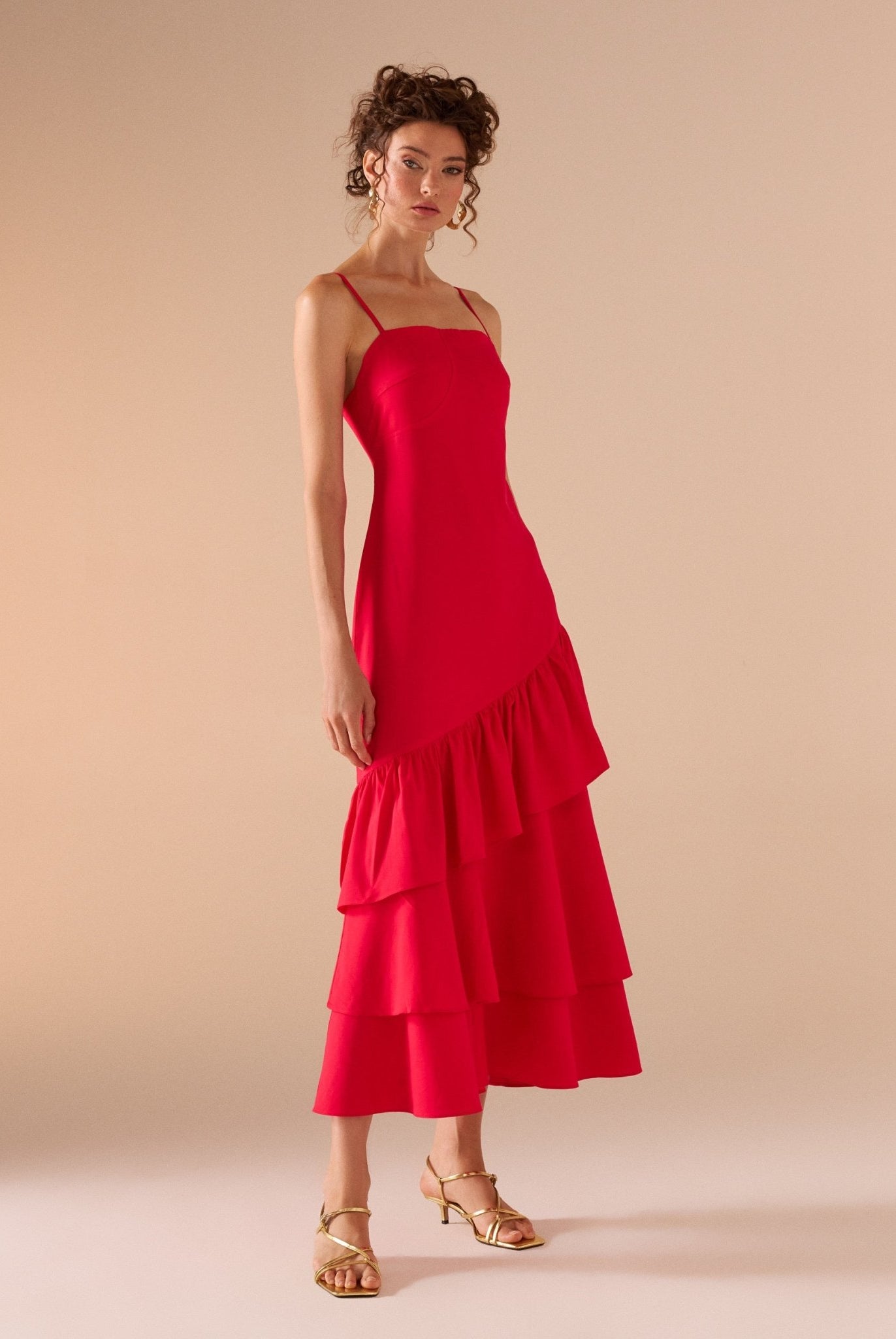 linen dress with ruffled skirt - shopaleena