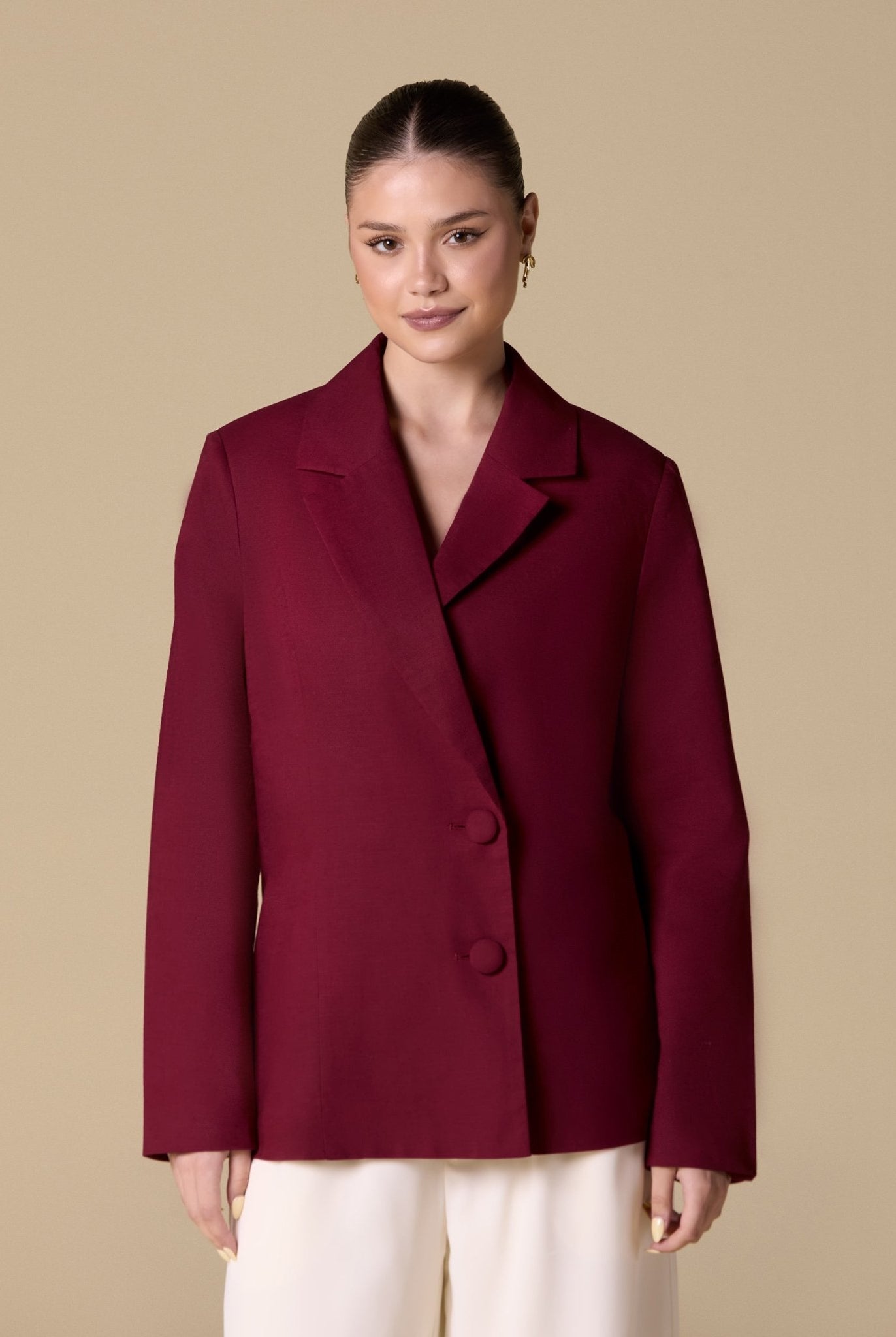 Linen Fabric Button Blazer - shopaleena