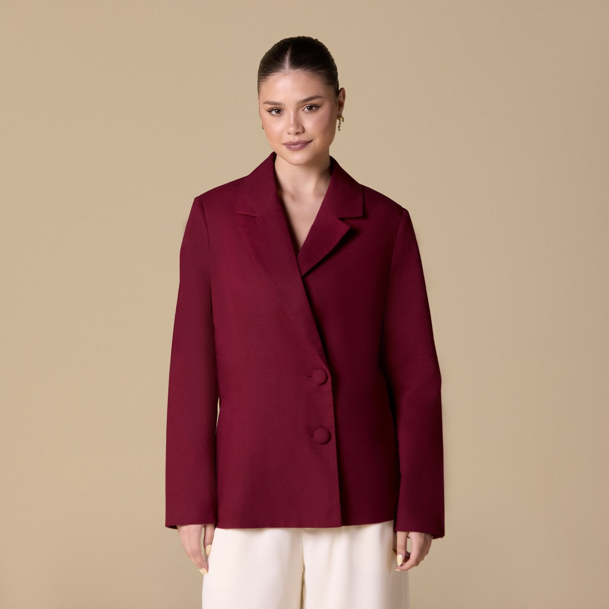 Linen Fabric Button Blazer - shopaleena