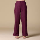 Linen Folded Hem Wide Leg Pants - shopaleena