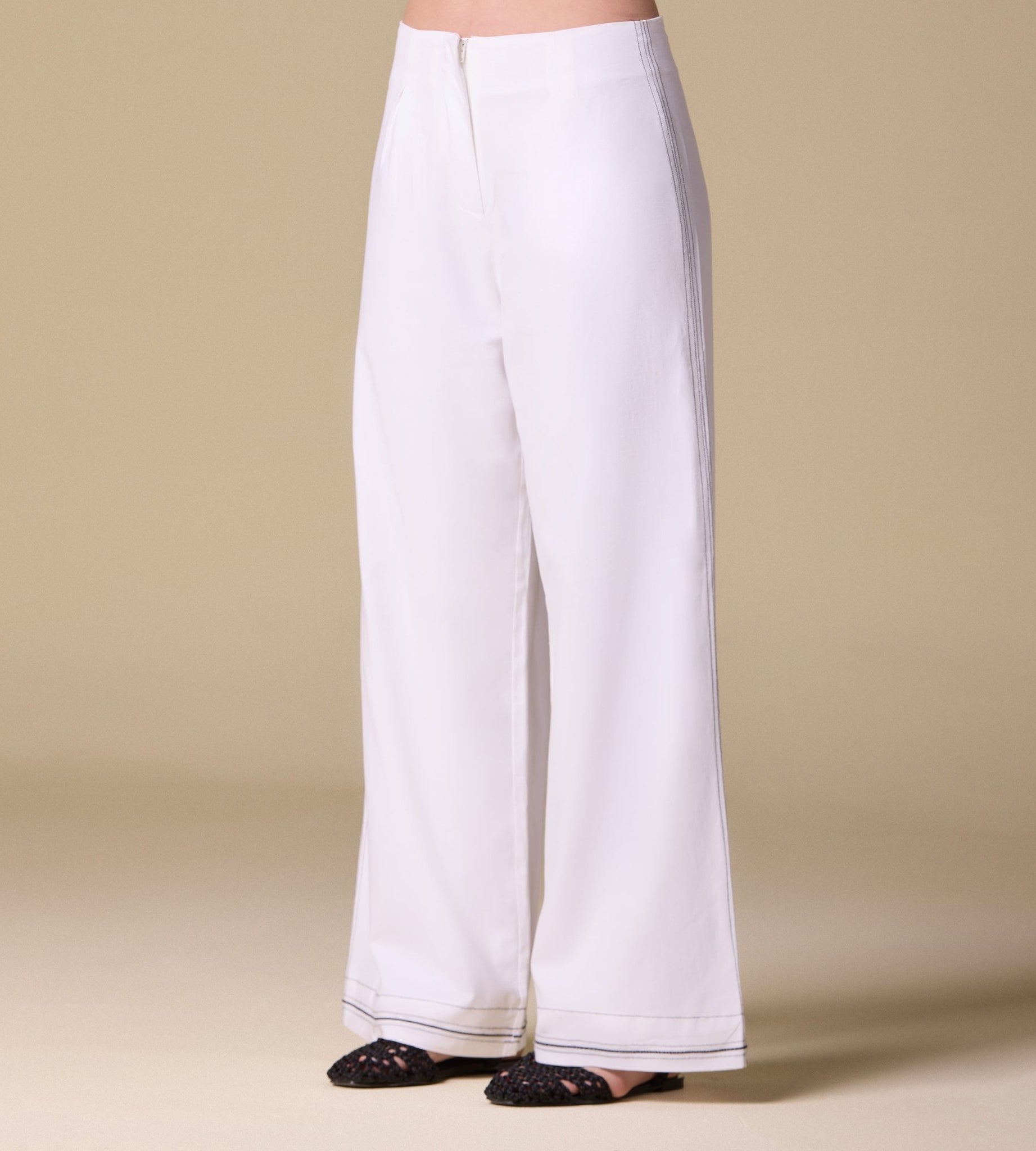 Linen Pants with Stitch Detailing - shopaleena