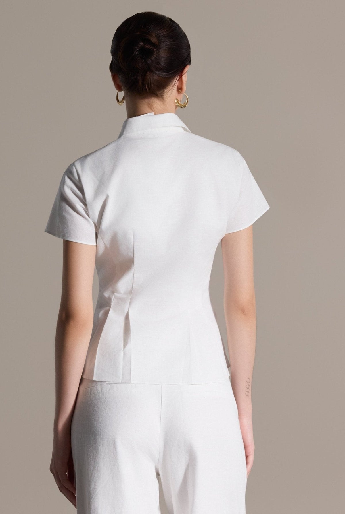 Linen Peplum Shirt - shopaleena