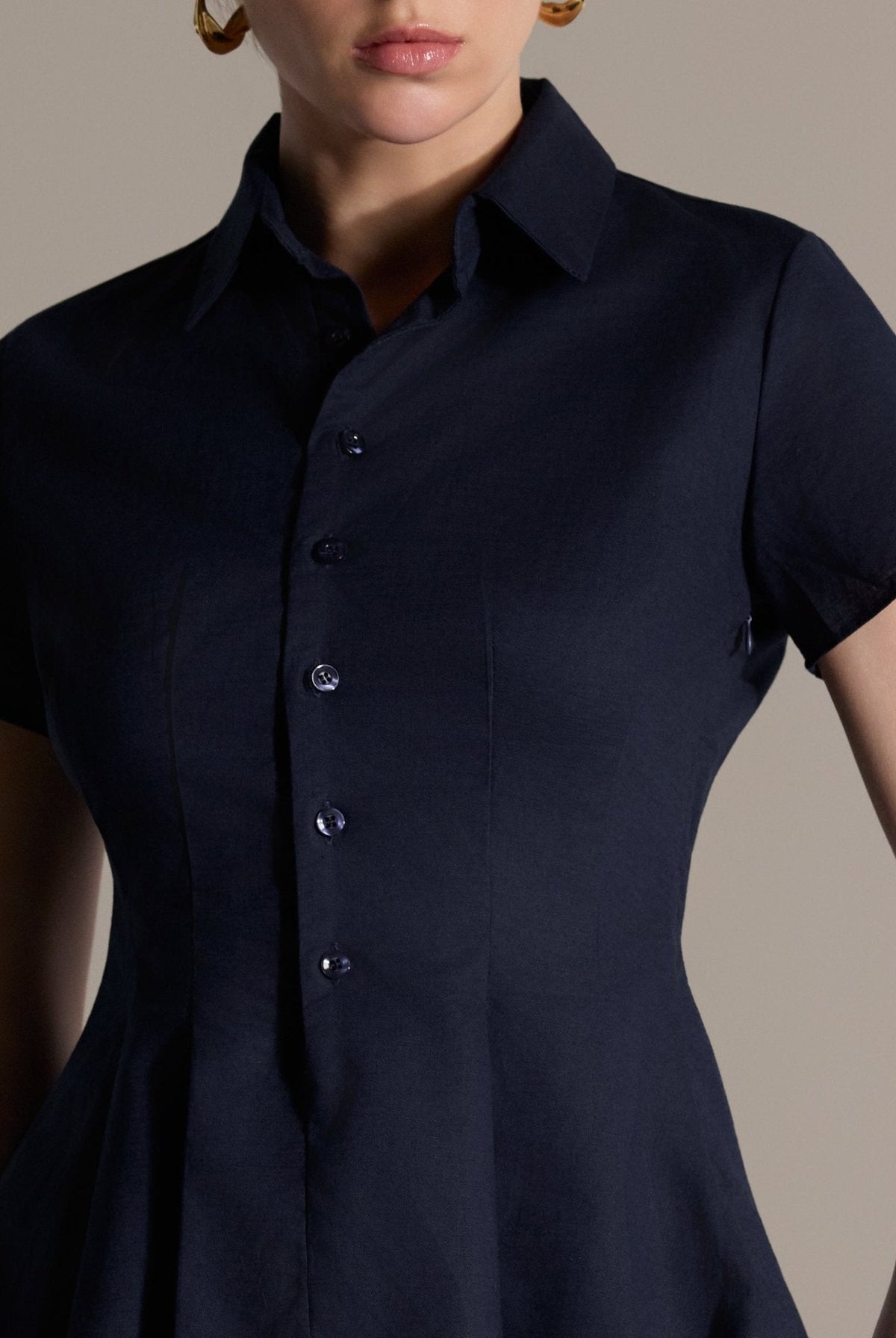 Linen Peplum Shirt - shopaleena