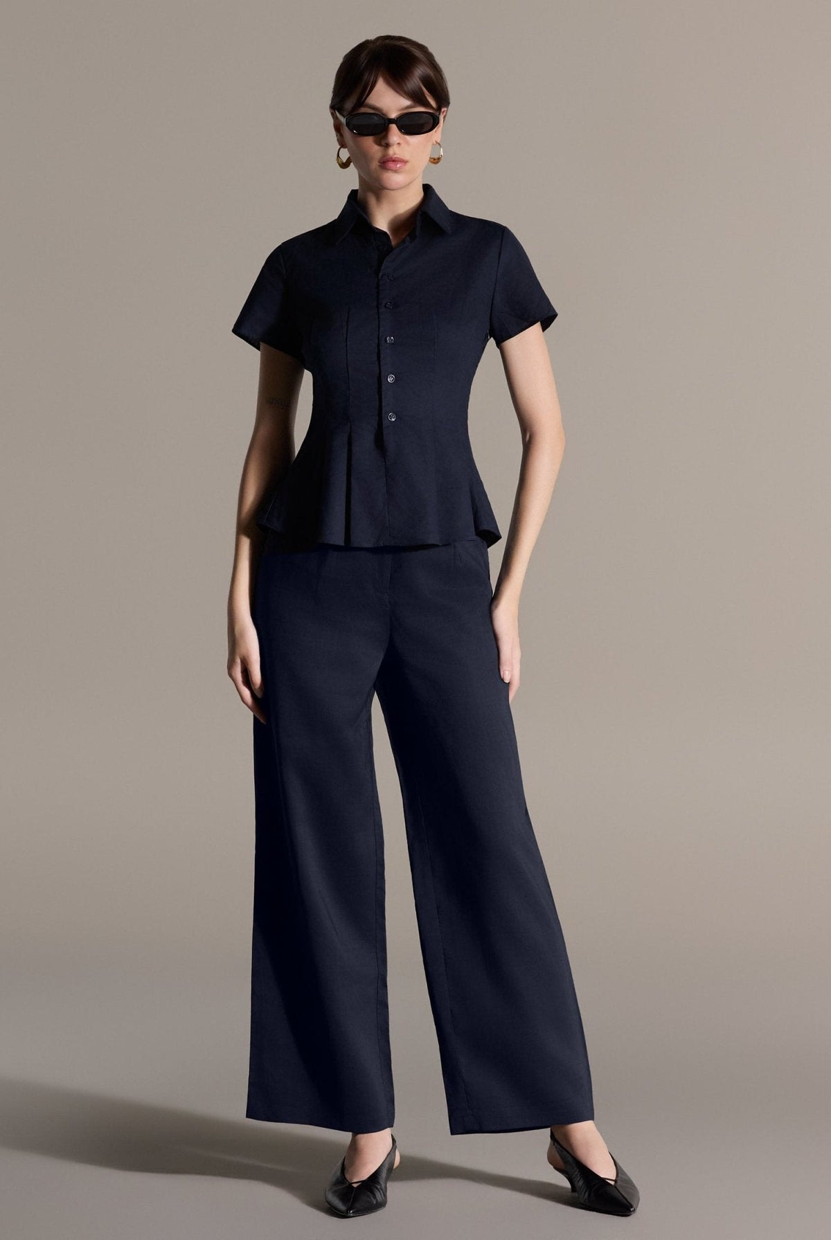 Linen Peplum Shirt - shopaleena