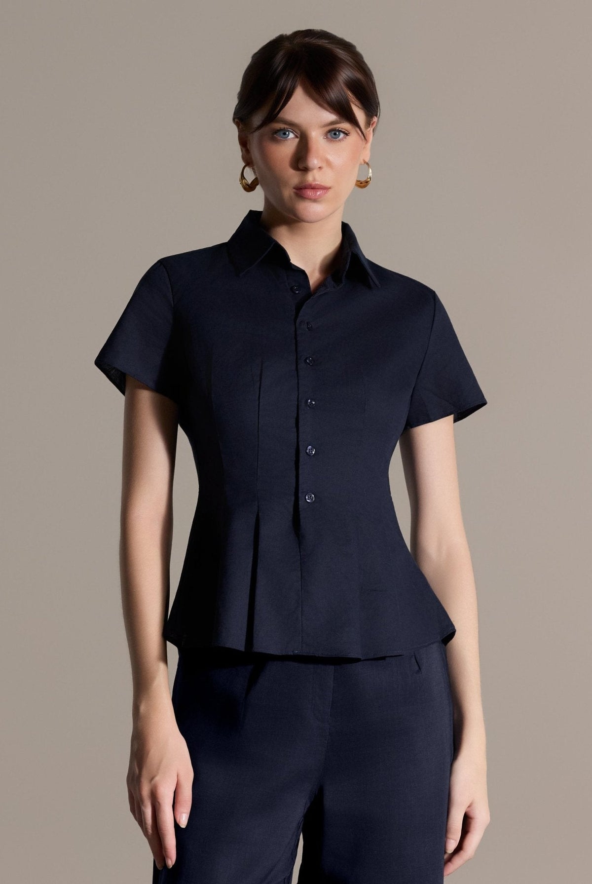 Linen Peplum Shirt - shopaleena