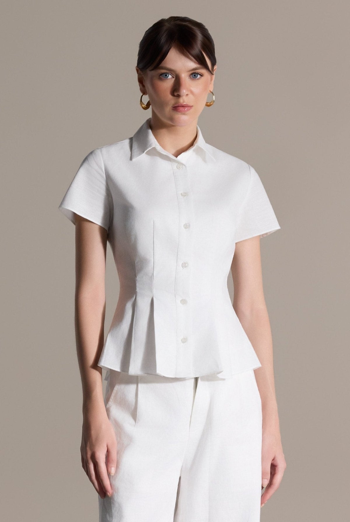 Linen Peplum Shirt - shopaleena