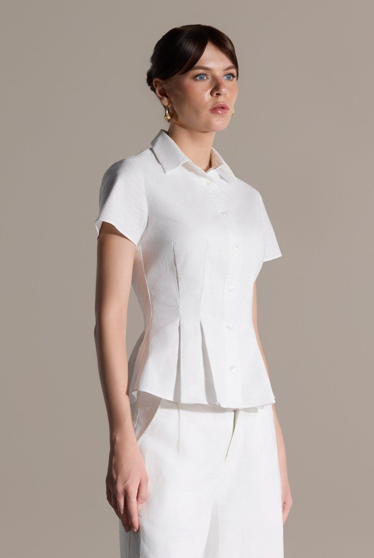 Linen Peplum Shirt - shopaleena