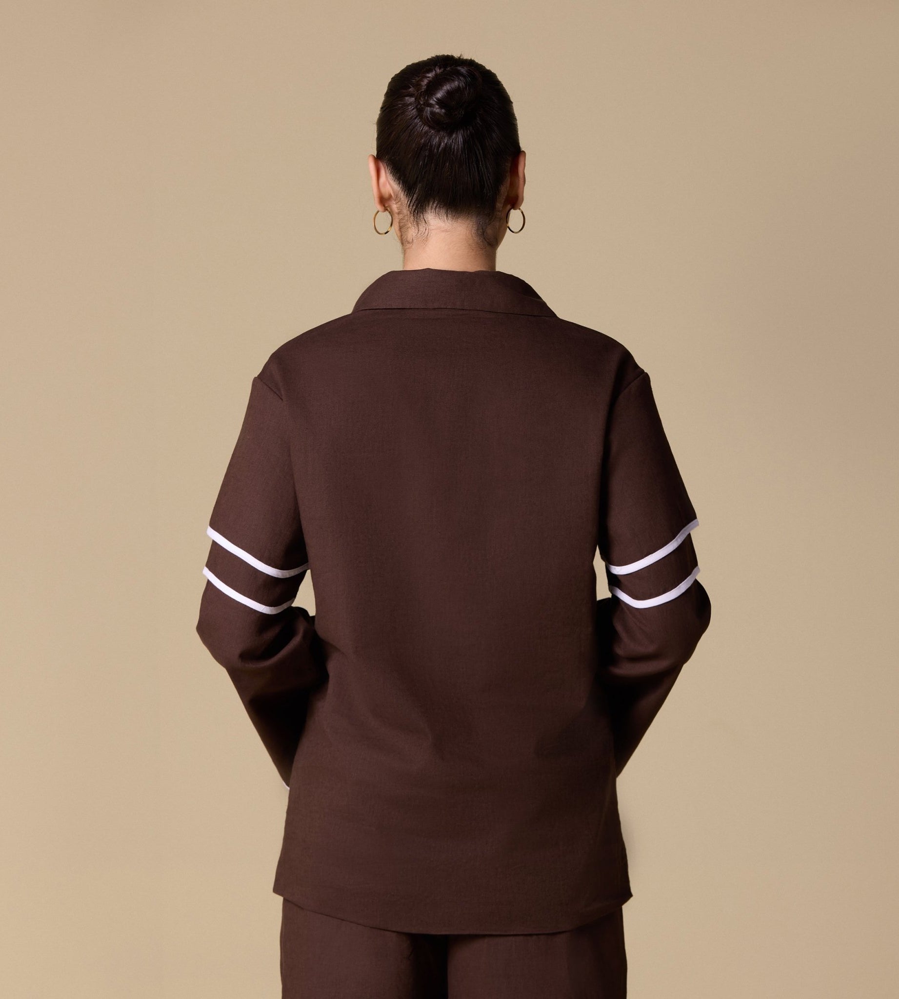 Linen Piping Long Sleeve Shirt - shopaleena