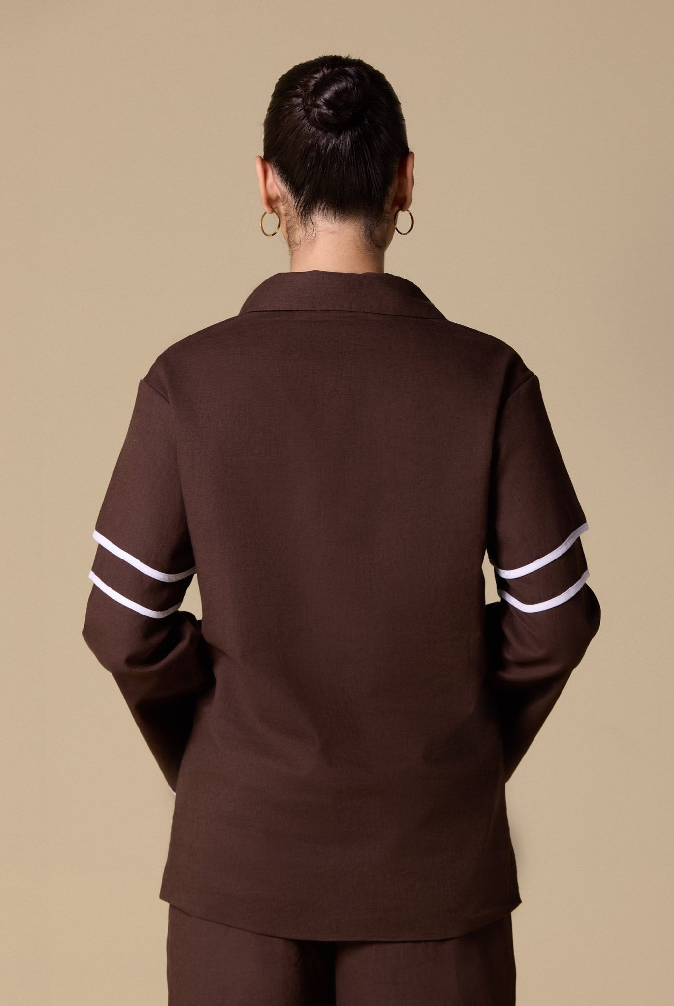 Linen Piping Long Sleeve Shirt - shopaleena