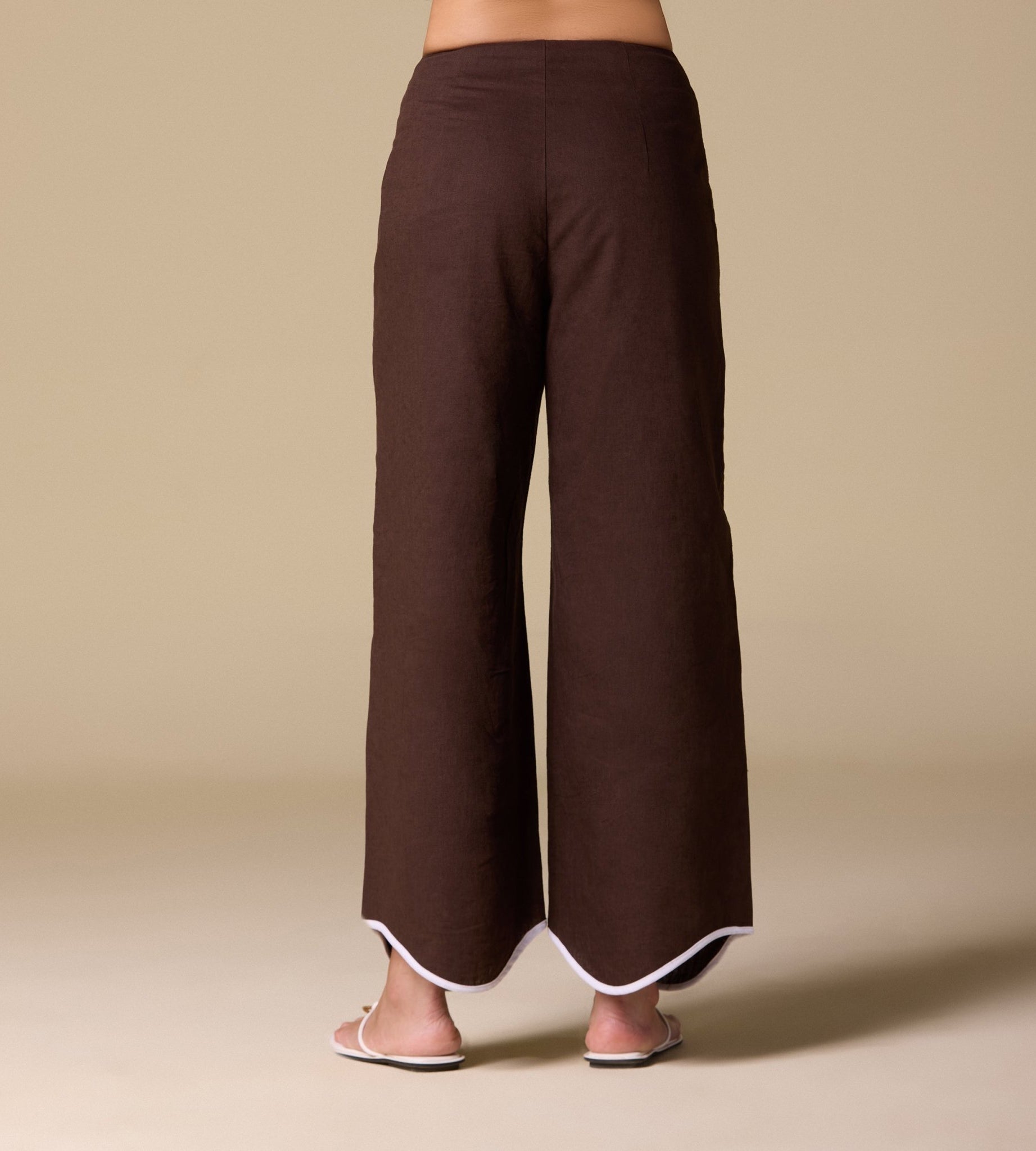 Linen Piping Wide Leg Pants - shopaleena