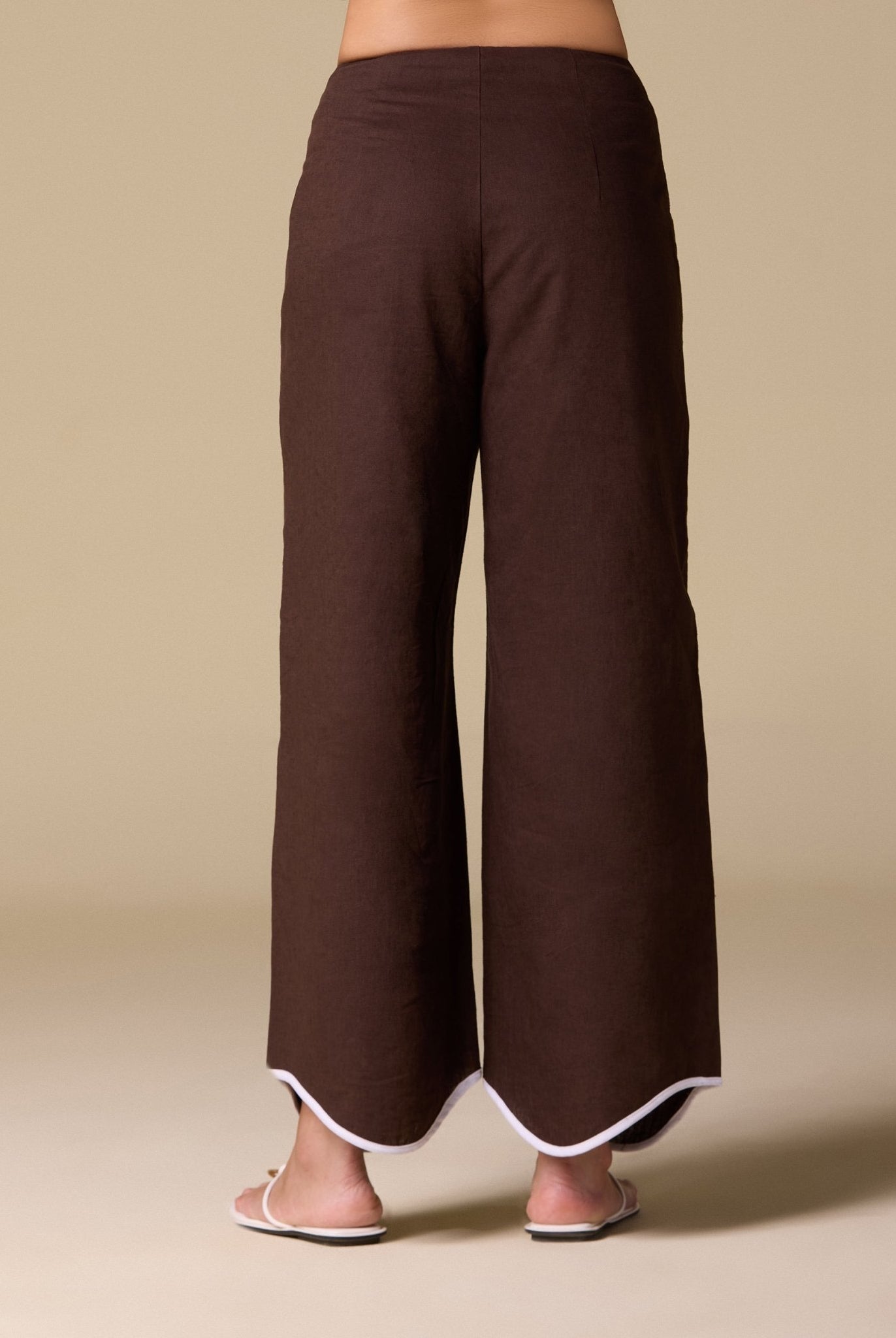 Linen Piping Wide Leg Pants - shopaleena