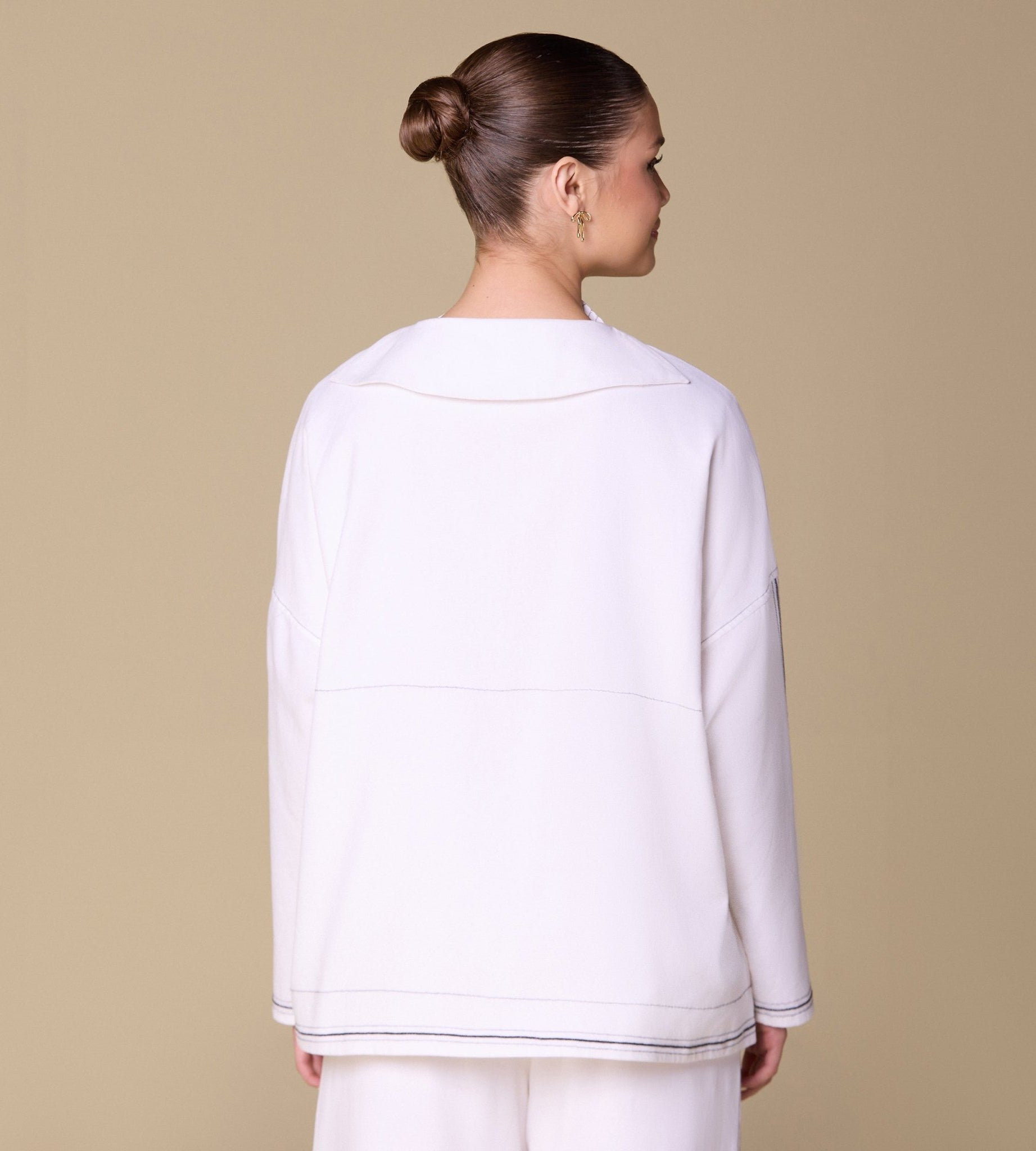 Linen Shirt with Stitch Detailing - shopaleena