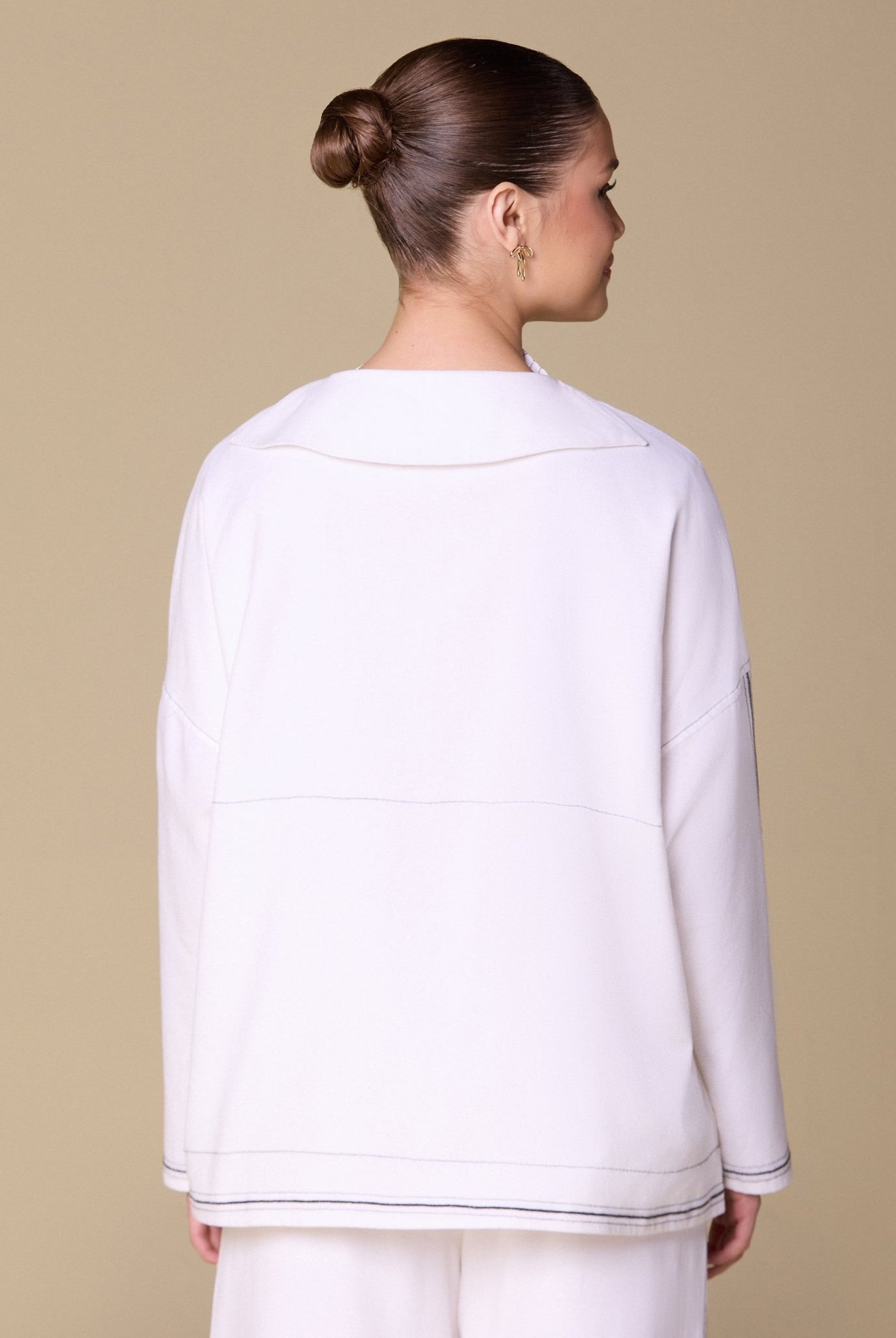 Linen Shirt with Stitch Detailing - shopaleena