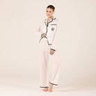 Linen Stitch Trim Long Sleeve Shirt - shopaleena