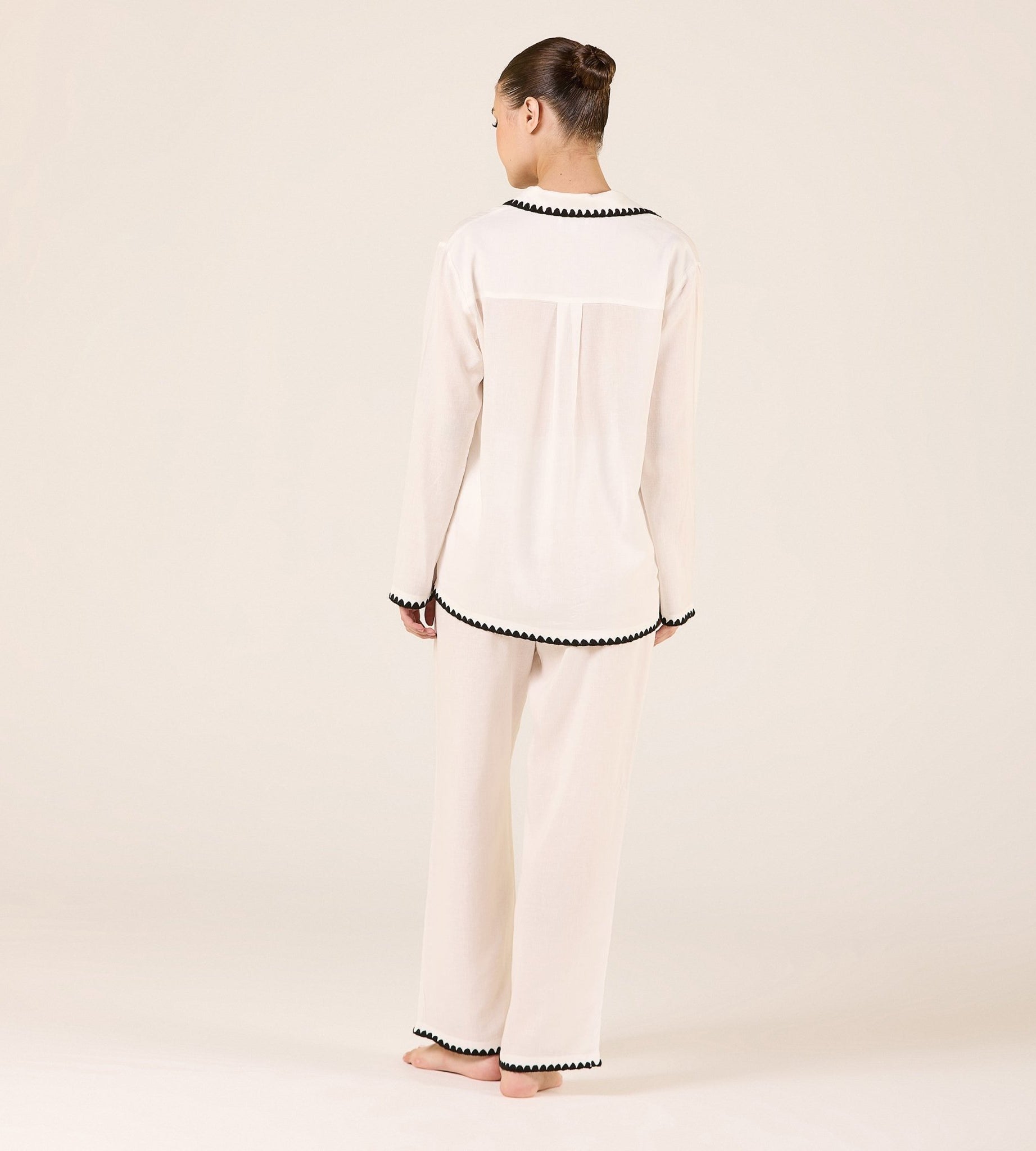 Linen Stitch Trim Pants - shopaleena