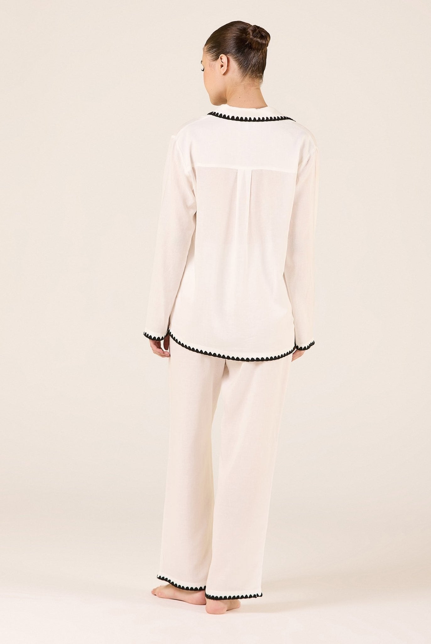 Linen Stitch Trim Pants - shopaleena