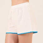 Linen Stitch Trim Shorts - shopaleena