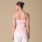 Linen Turn - Down Neckline Top with Side Gathering - shopaleena