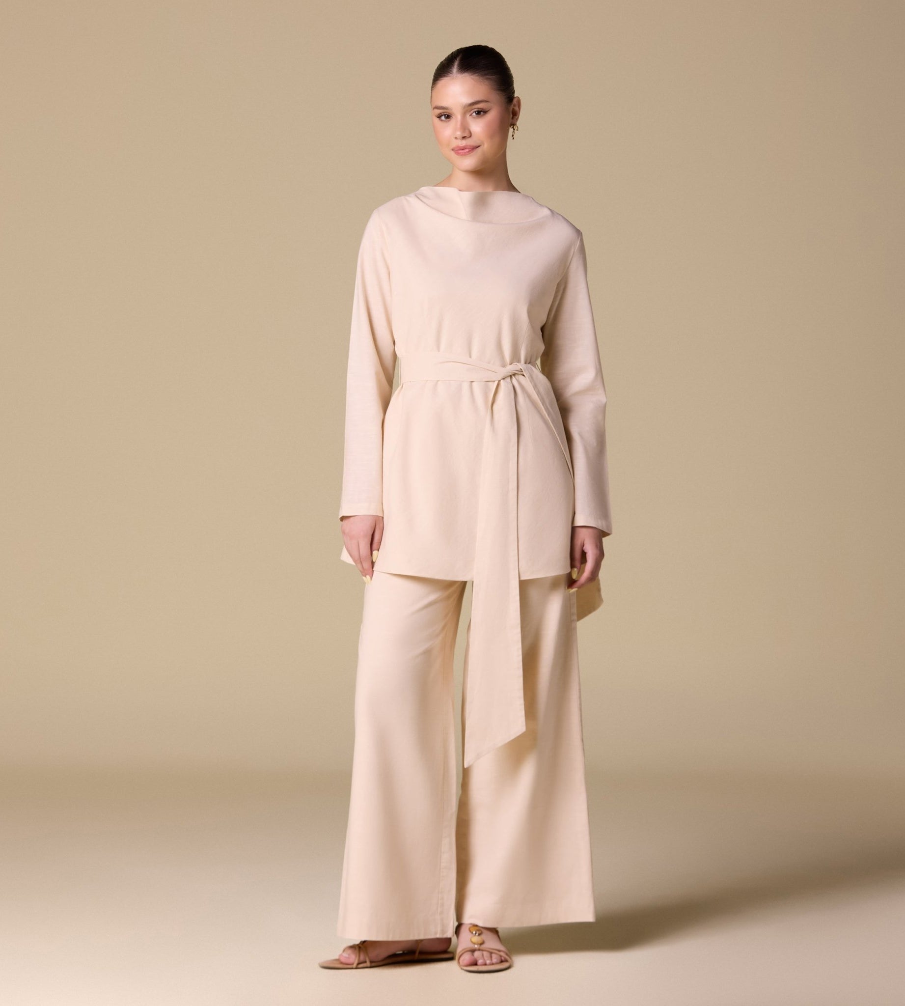 Linen Wide Leg Pants with Side Pockets - shopaleena