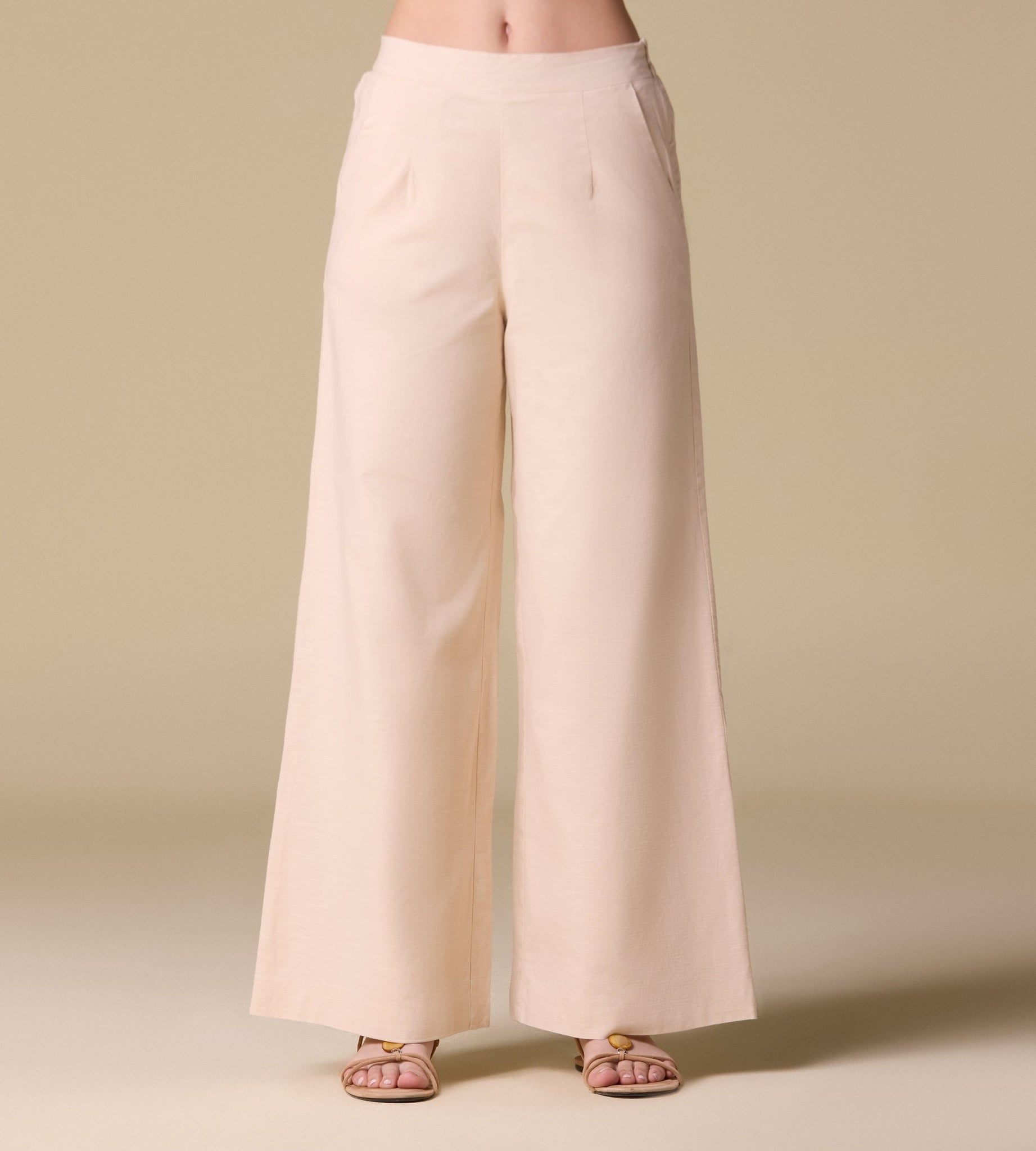 Linen Wide Leg Pants with Side Pockets - shopaleena
