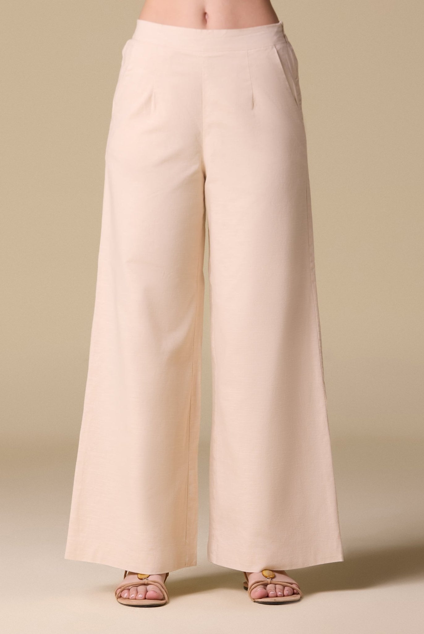 Linen Wide Leg Pants with Side Pockets - shopaleena