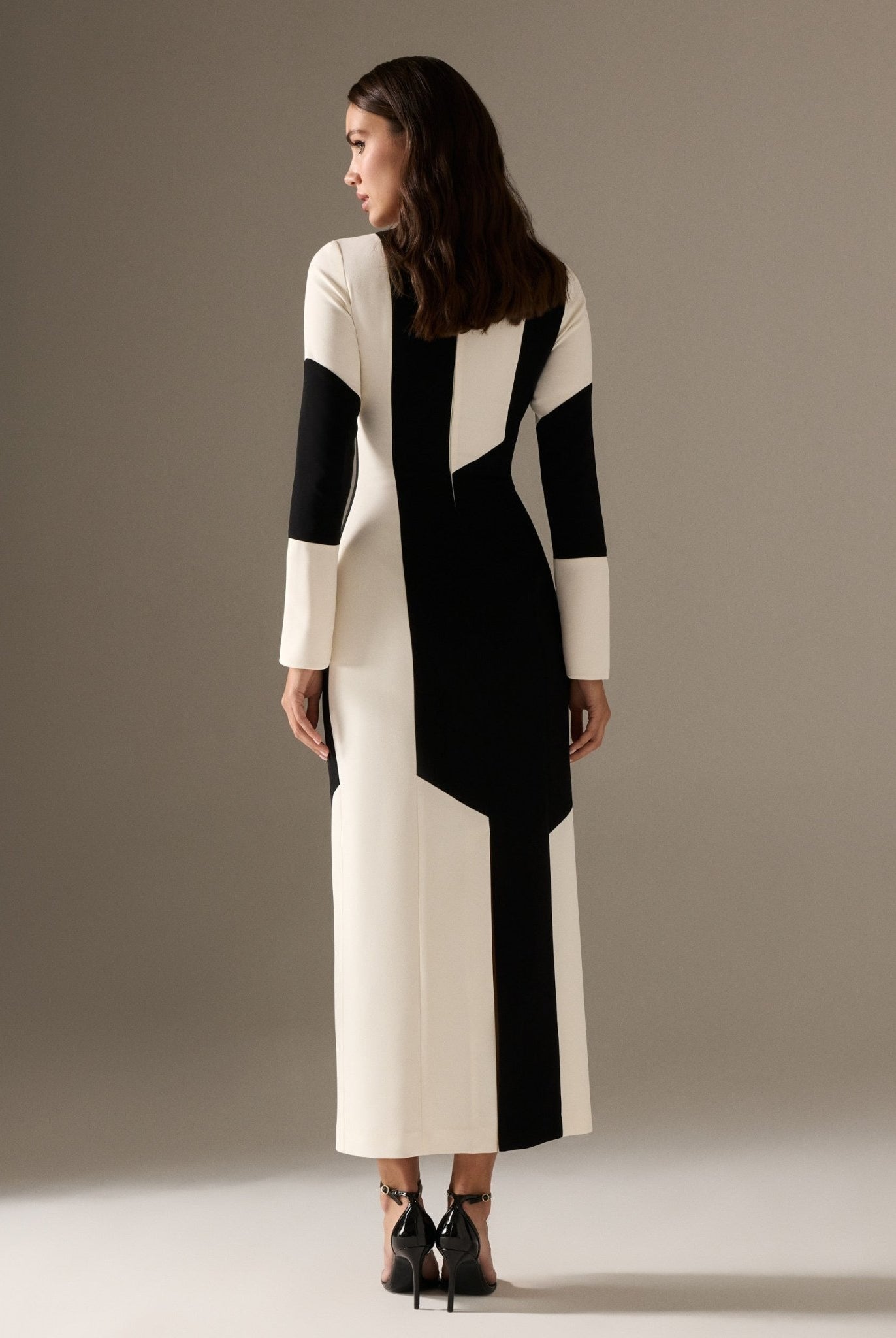 Long Flared Sleeve Midi Crepe dress - shopaleena