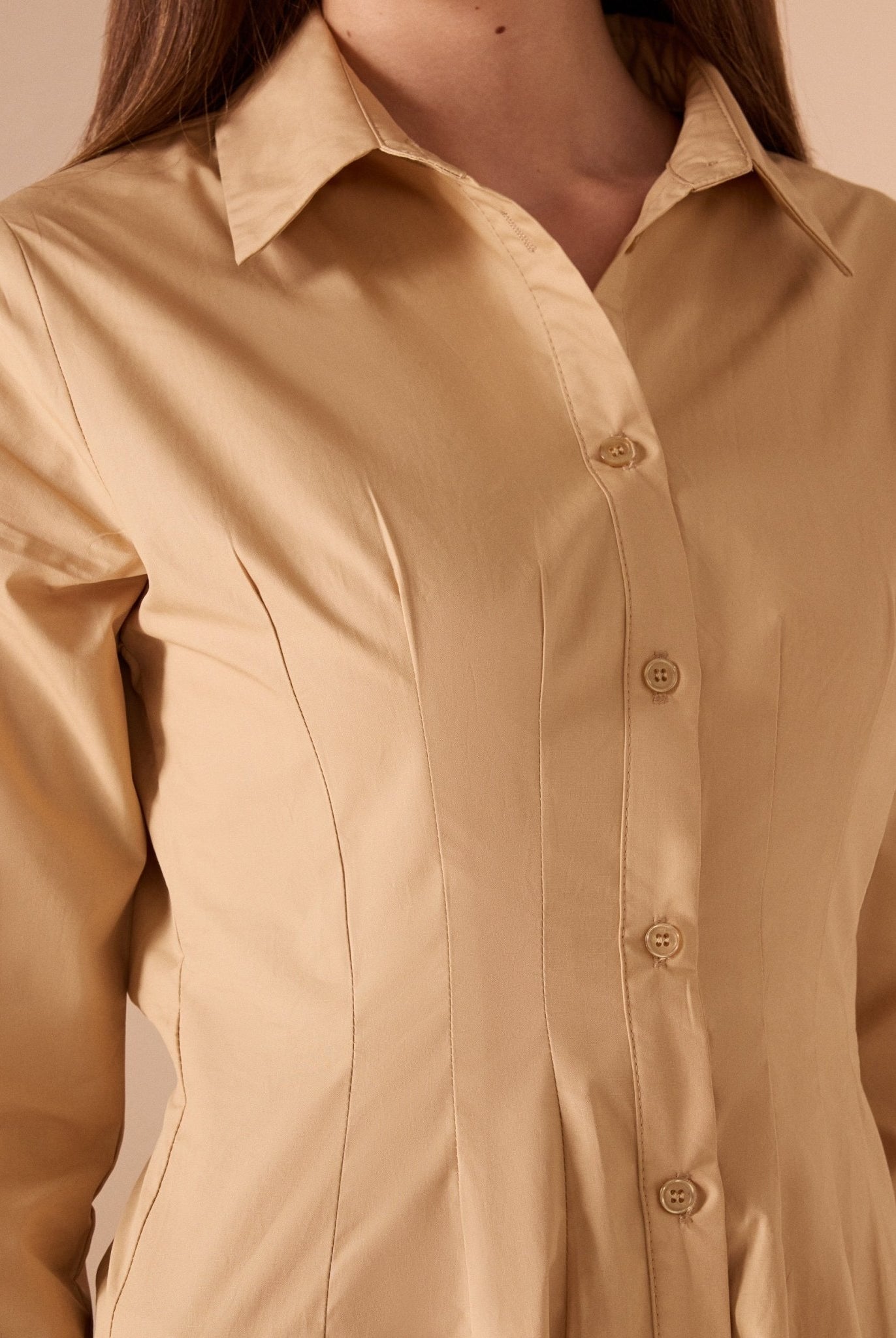 Long Sleeve A - line Maxi Poplin Dress - shopaleena