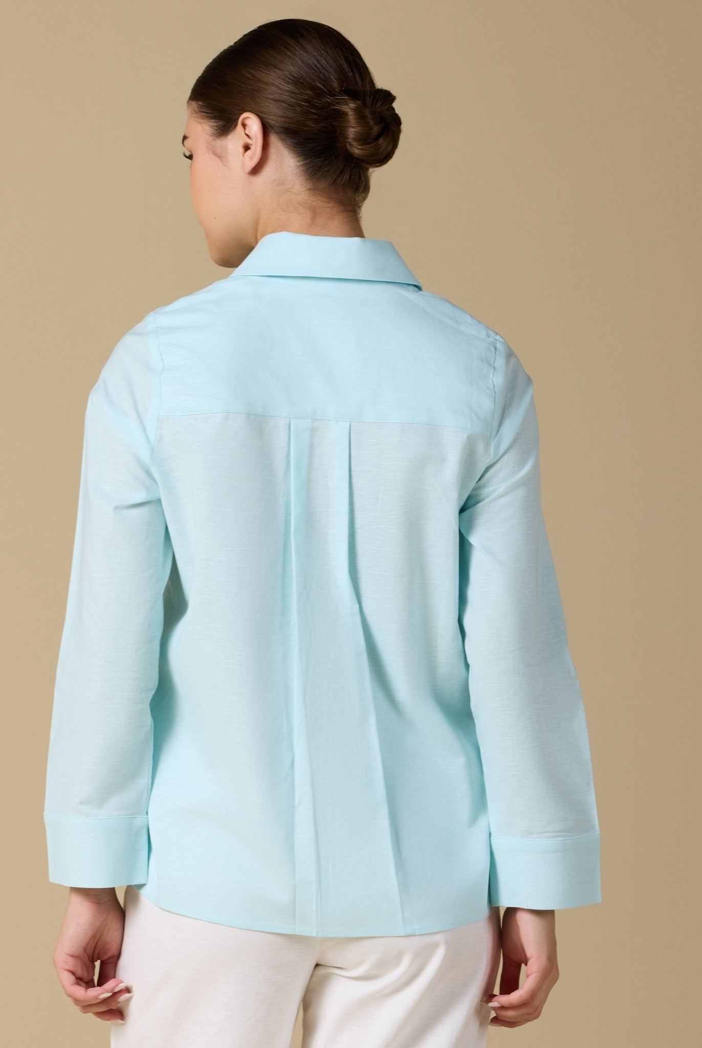 Long Sleeve Blended Shirt - shopaleena