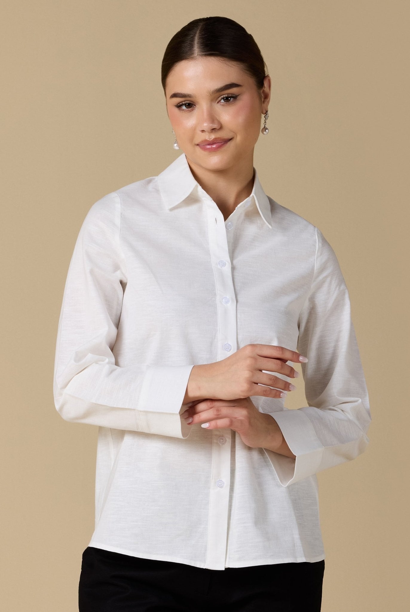 Long Sleeve Blended Shirt - shopaleena