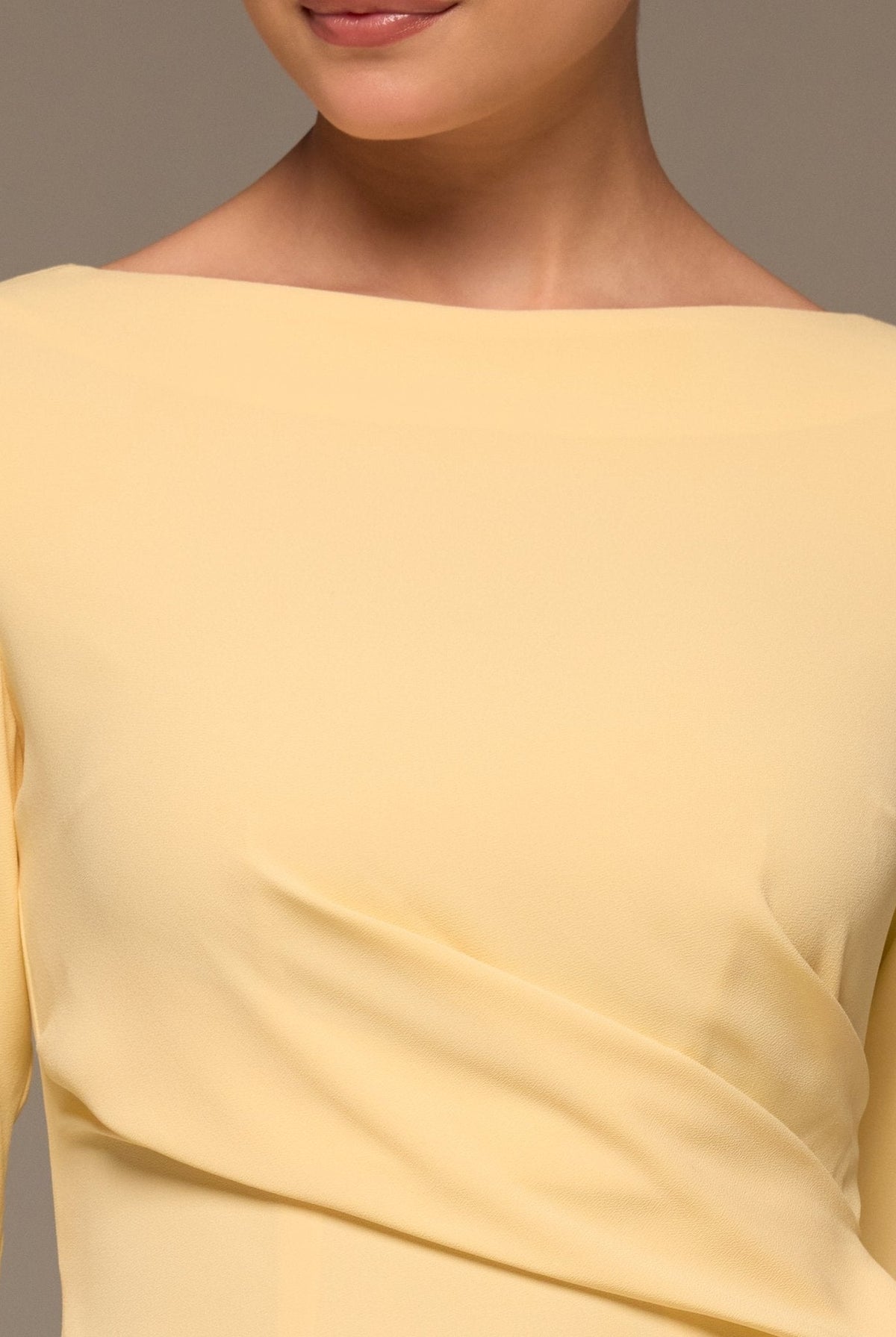 Long Sleeve Draped Midi Dress - shopaleena