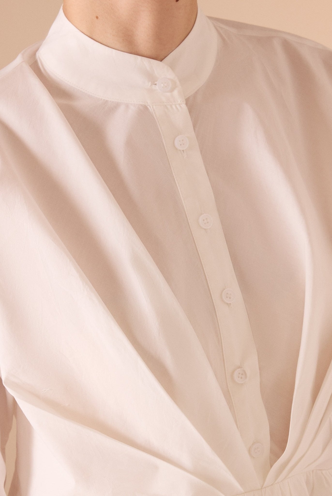 Long Sleeve Gathered Waist Shirt - shopaleena