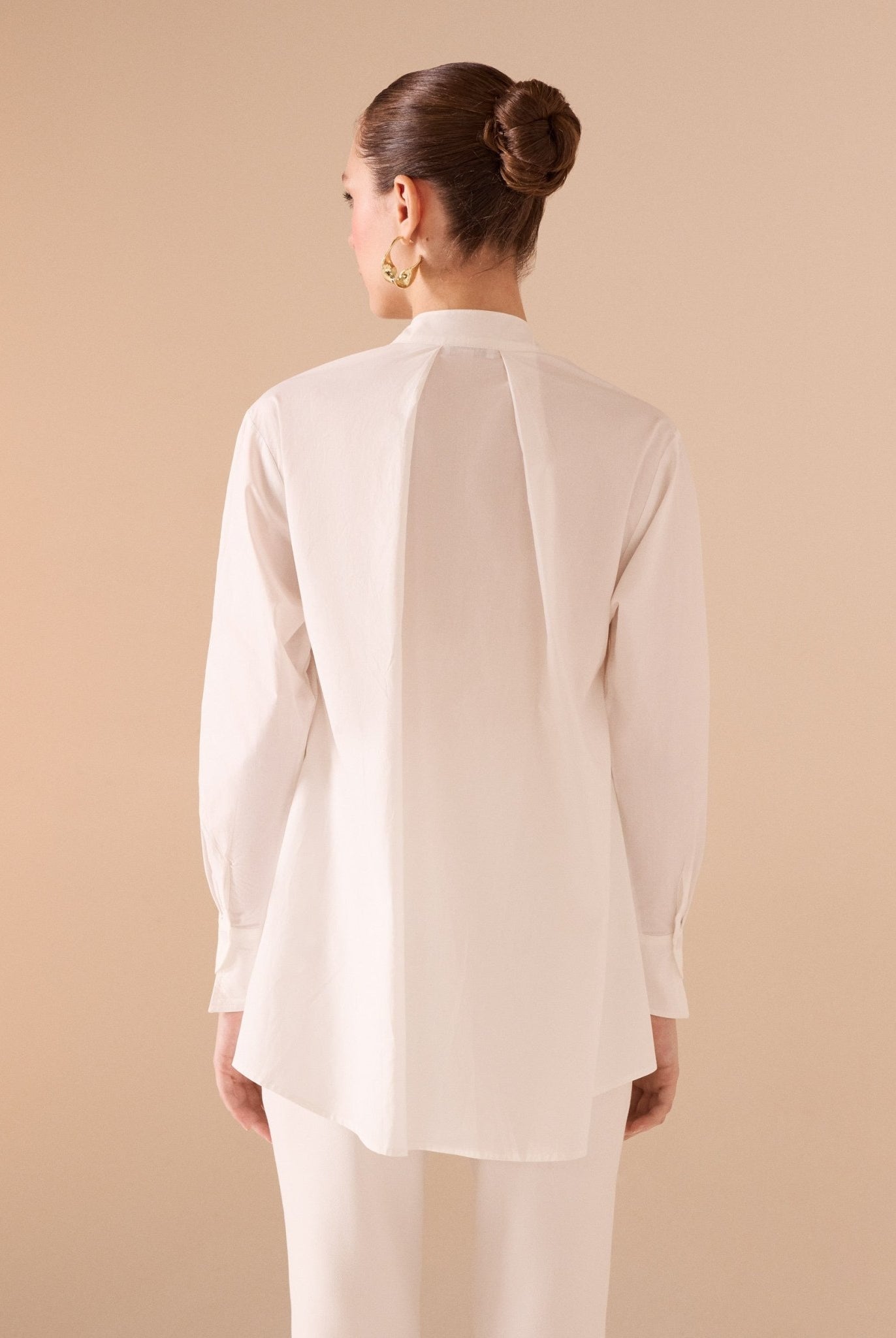 Long Sleeve Gathered Waist Shirt - shopaleena