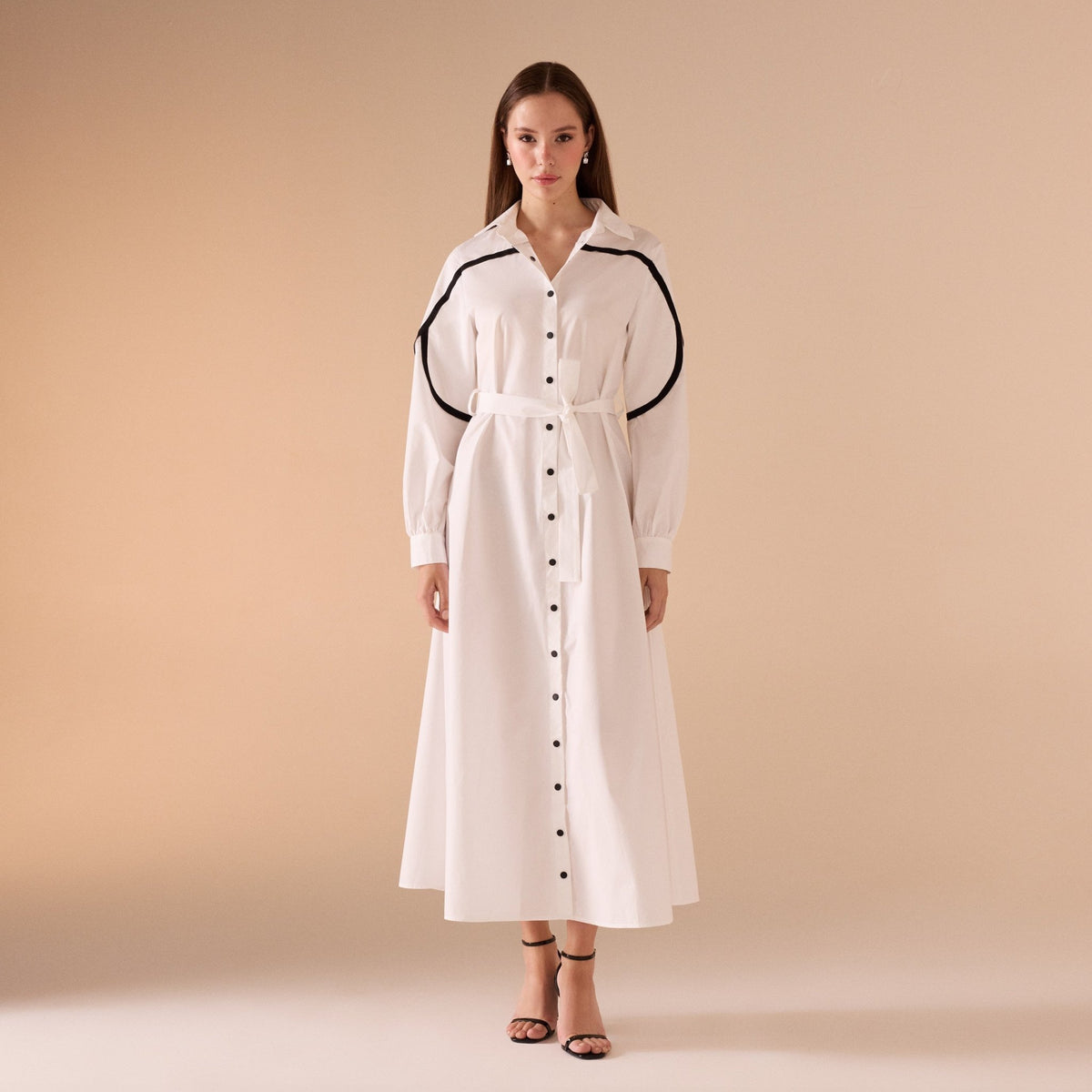 Long Sleeve Maxi Dress with line details – shopaleena