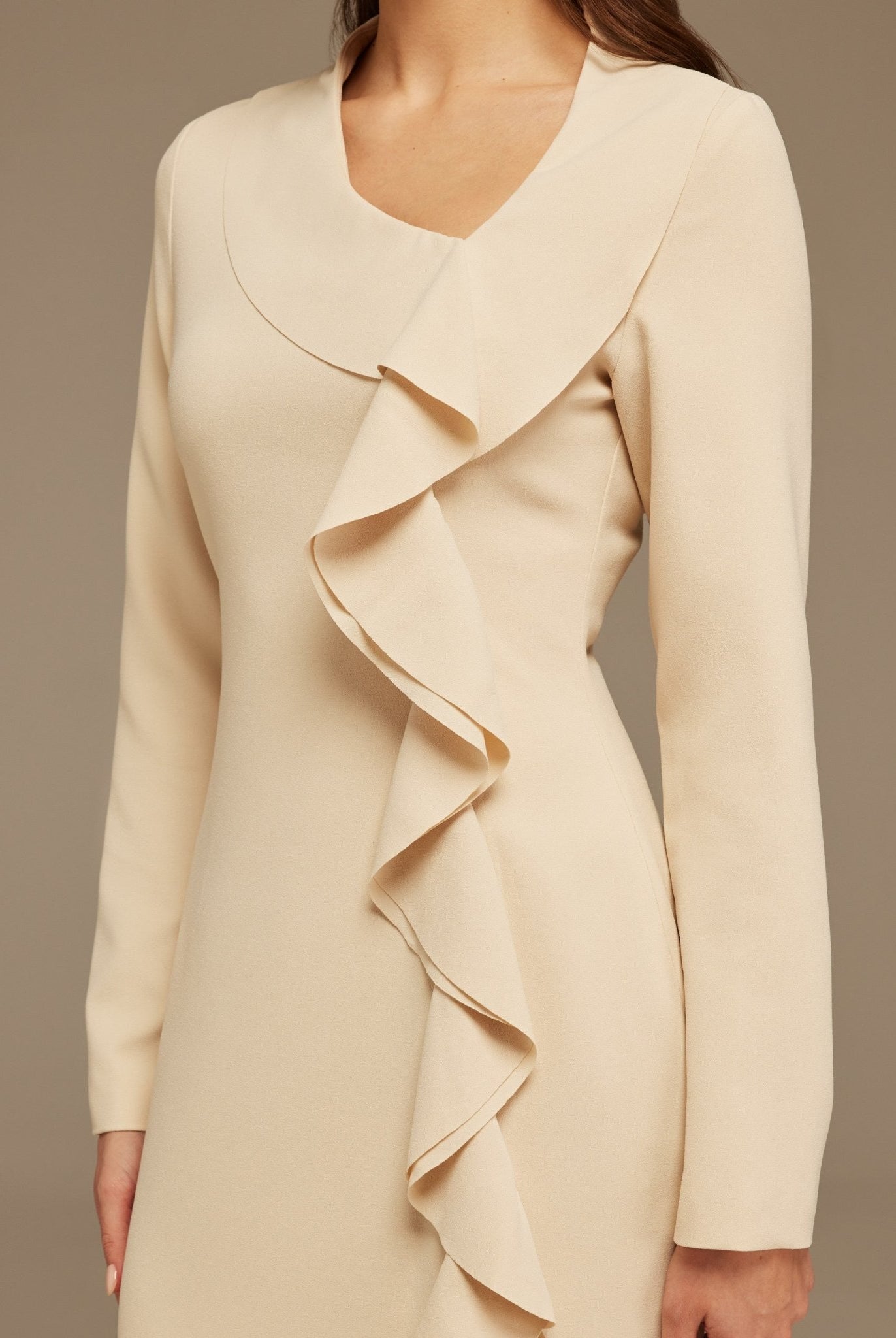 Long Sleeve Midi Dress with Ruffles - shopaleena