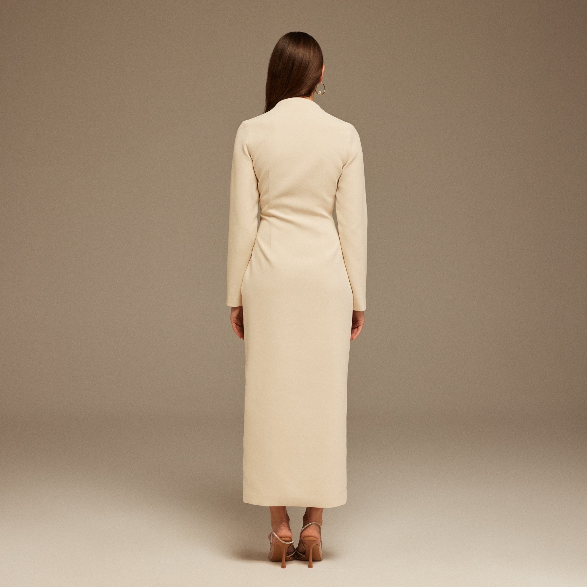 Long Sleeve Midi Dress with Ruffles - shopaleena