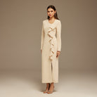 Long Sleeve Midi Dress with Ruffles - shopaleena