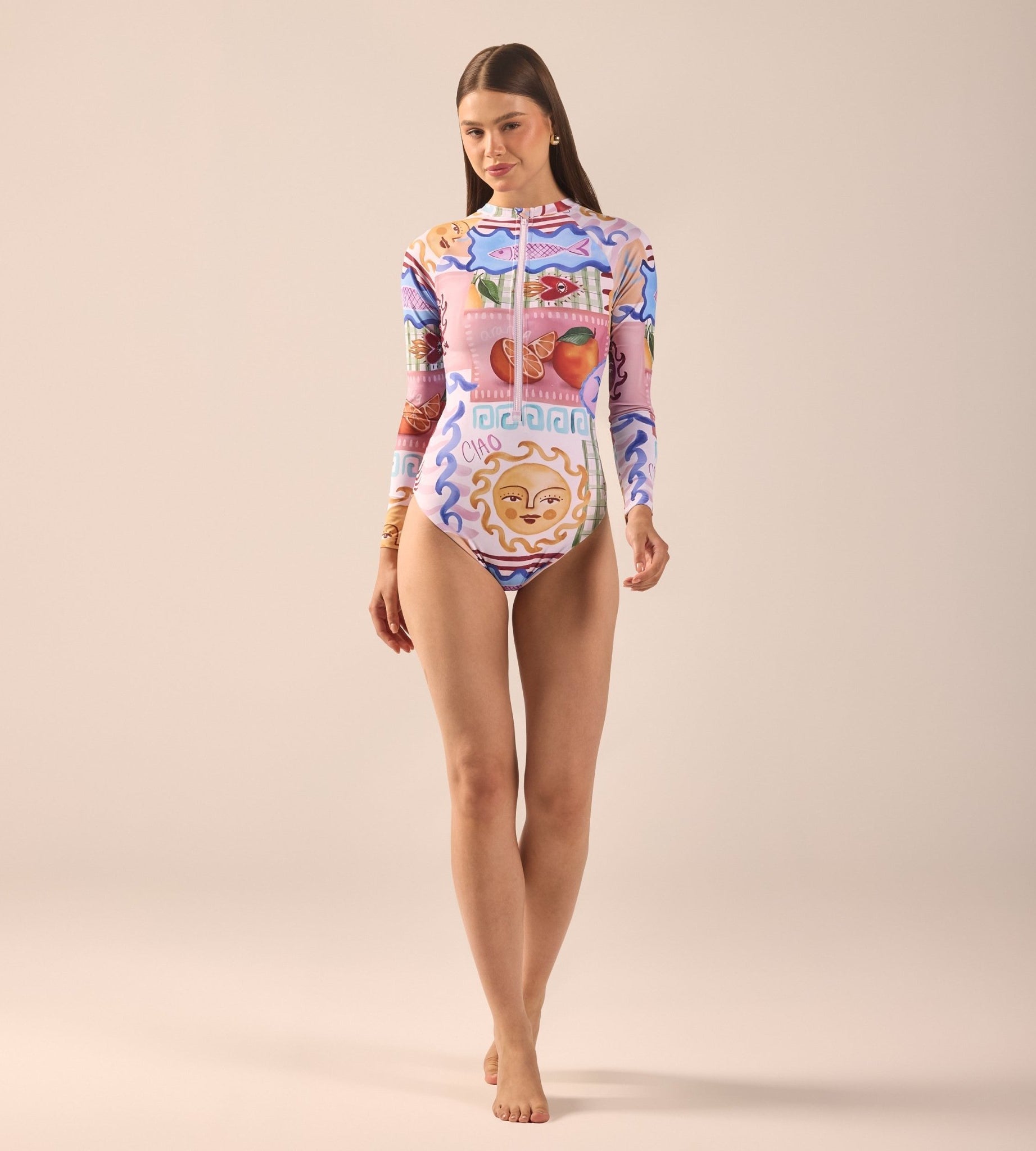 Long Sleeve One Piece Swimsuit - shopaleena
