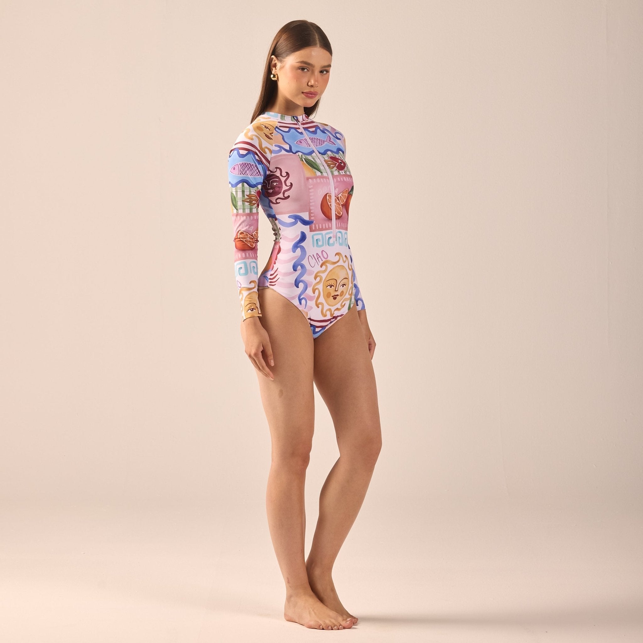 Long Sleeve One Piece Swimsuit - shopaleena