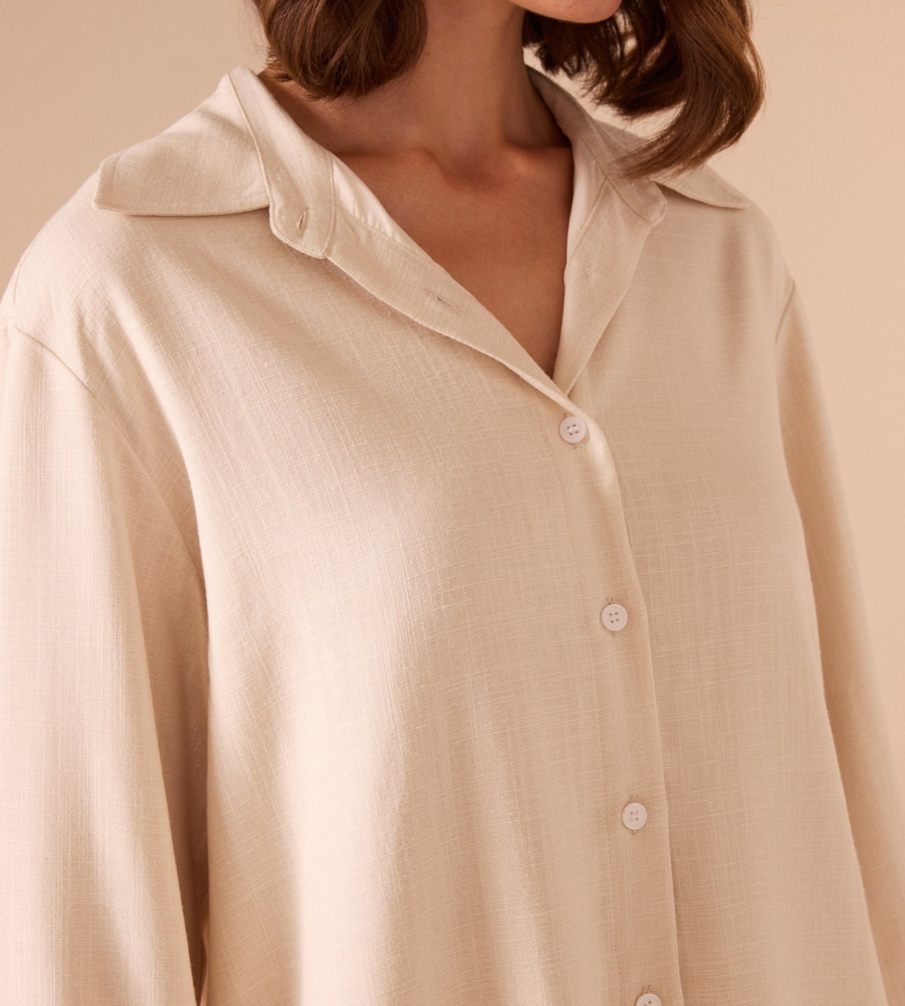Long sleeve oversize linen shirt - shopaleena
