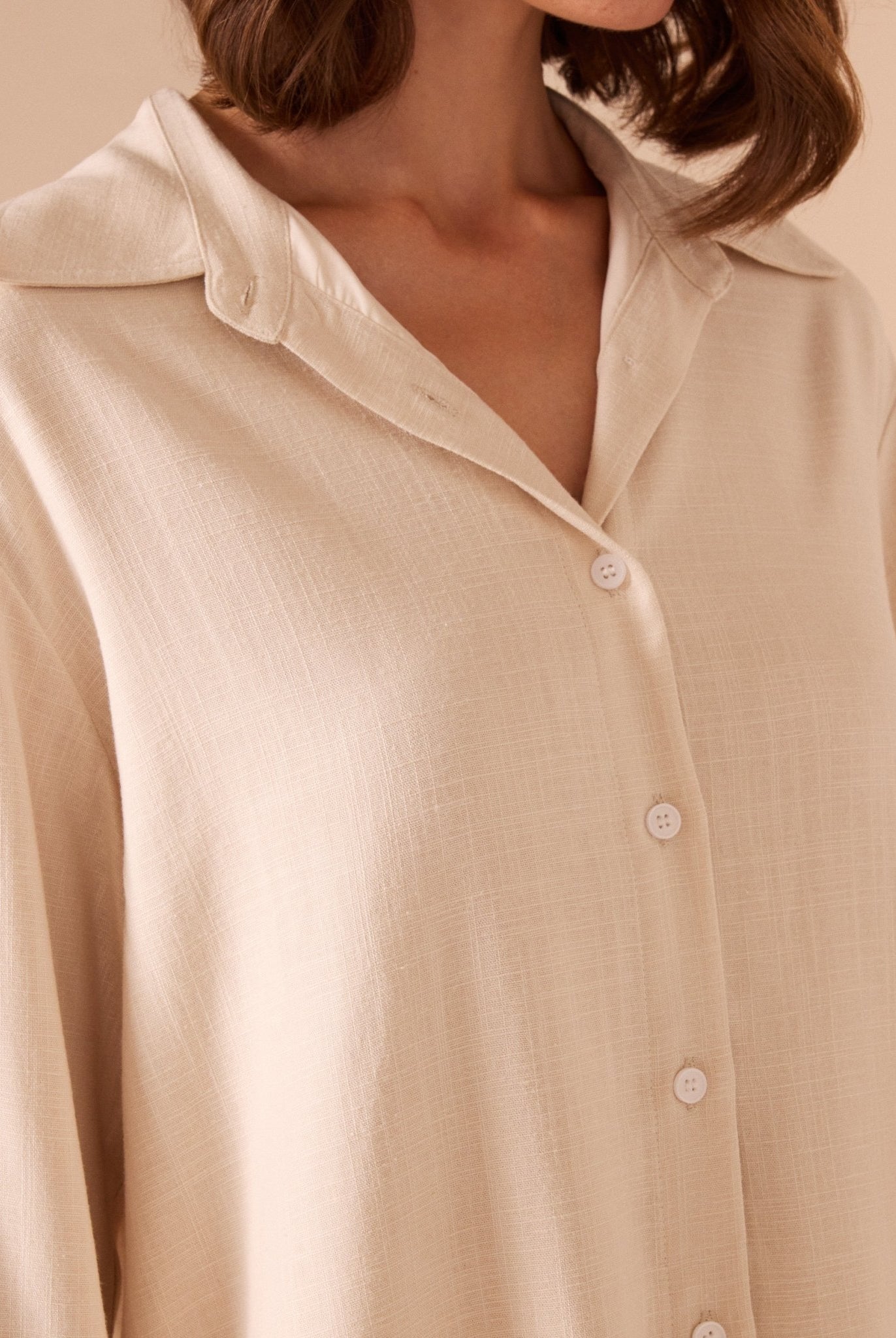 Long sleeve oversize linen shirt - shopaleena