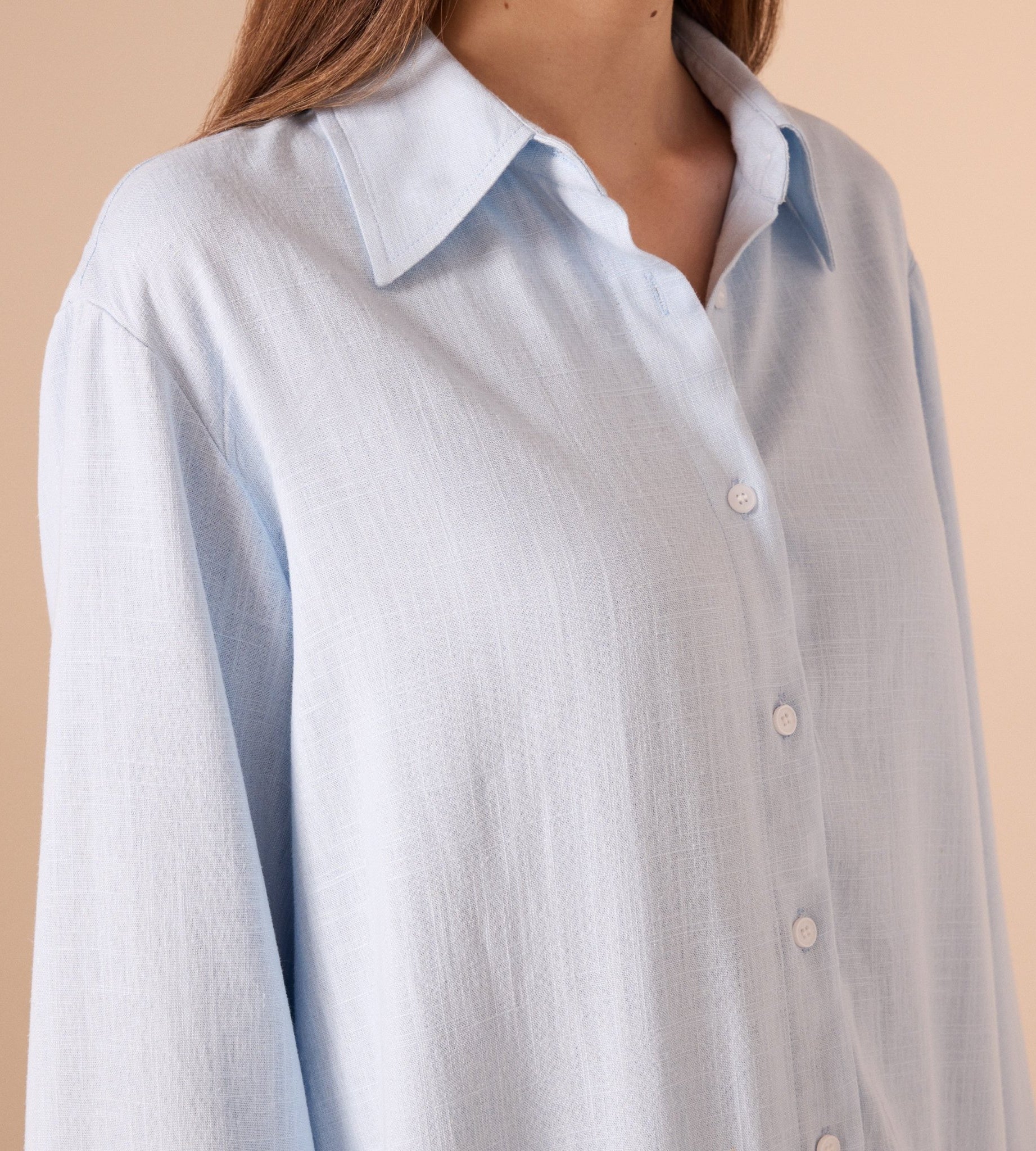 Long sleeve oversize linen shirt - shopaleena