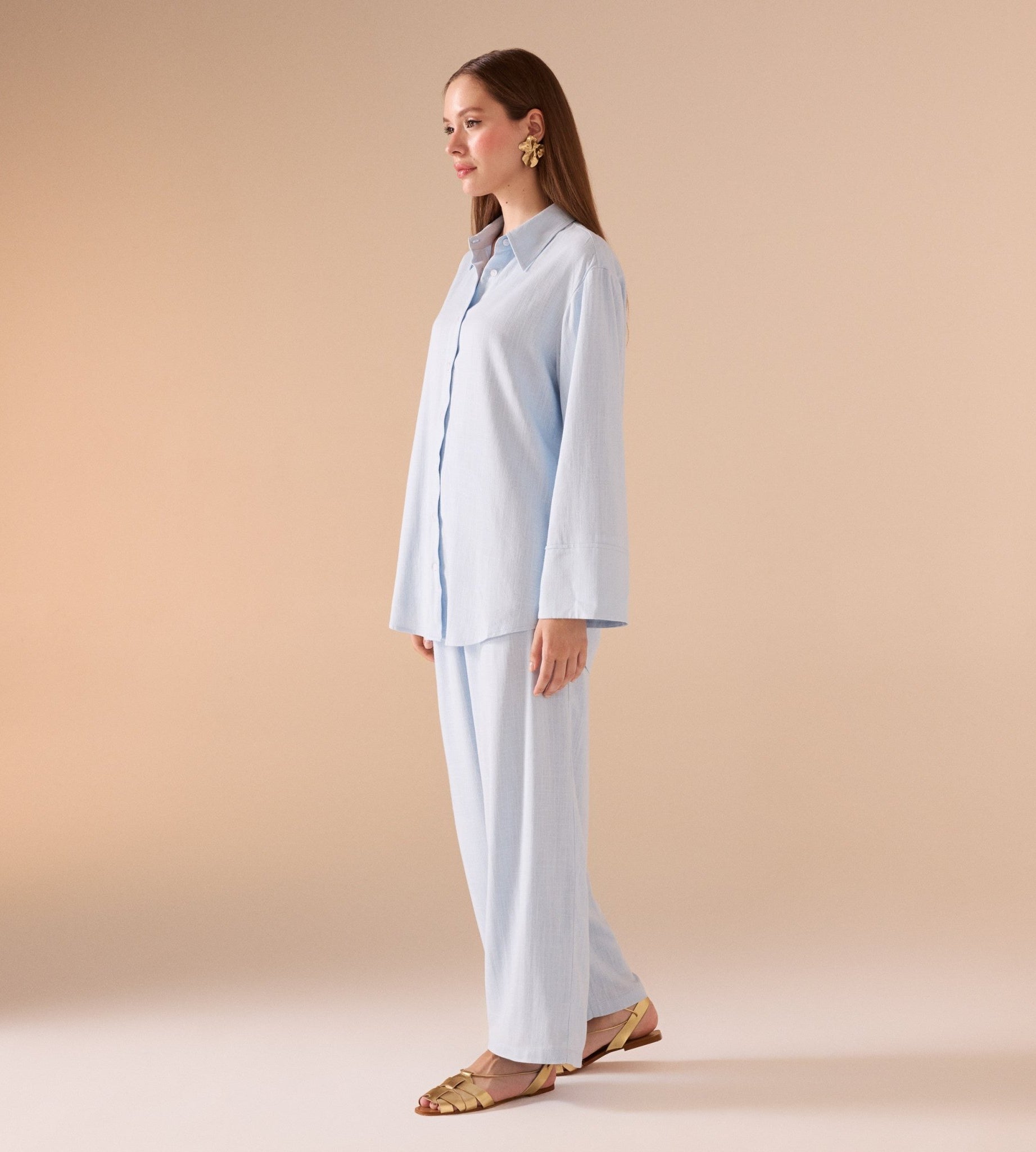Long sleeve oversize linen shirt - shopaleena