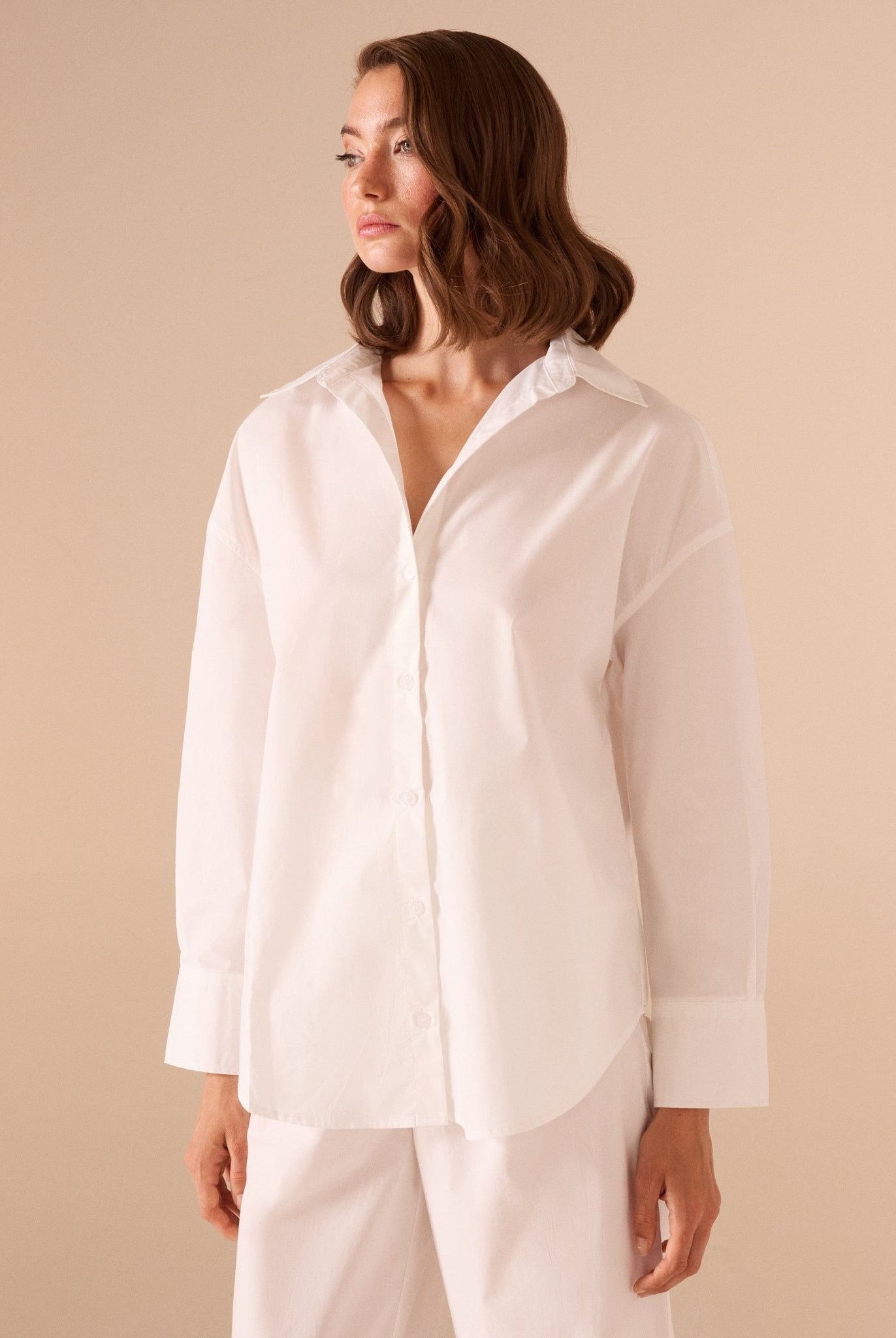 Long sleeve oversize poplin shirt - shopaleena