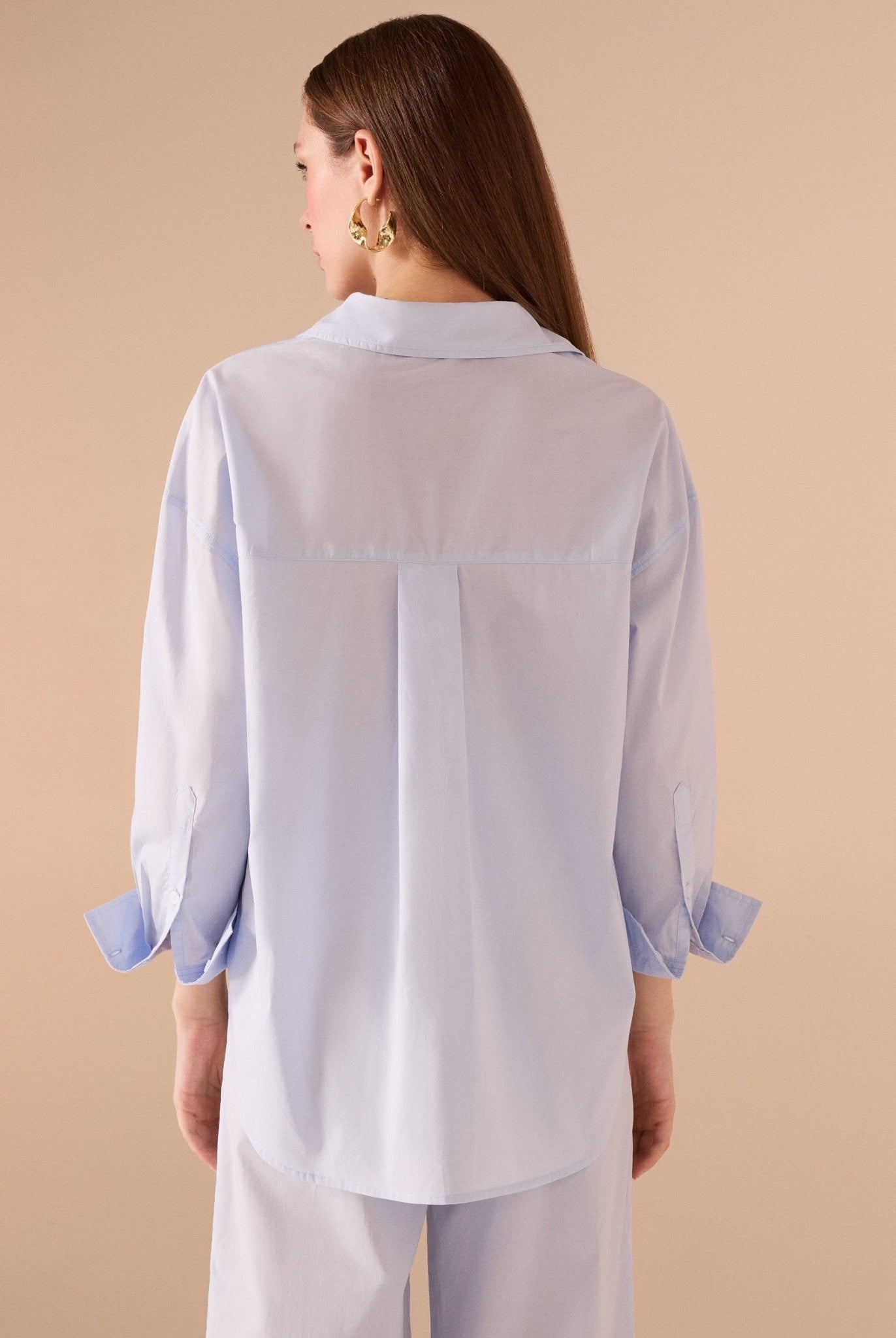 Long sleeve oversize poplin shirt - shopaleena