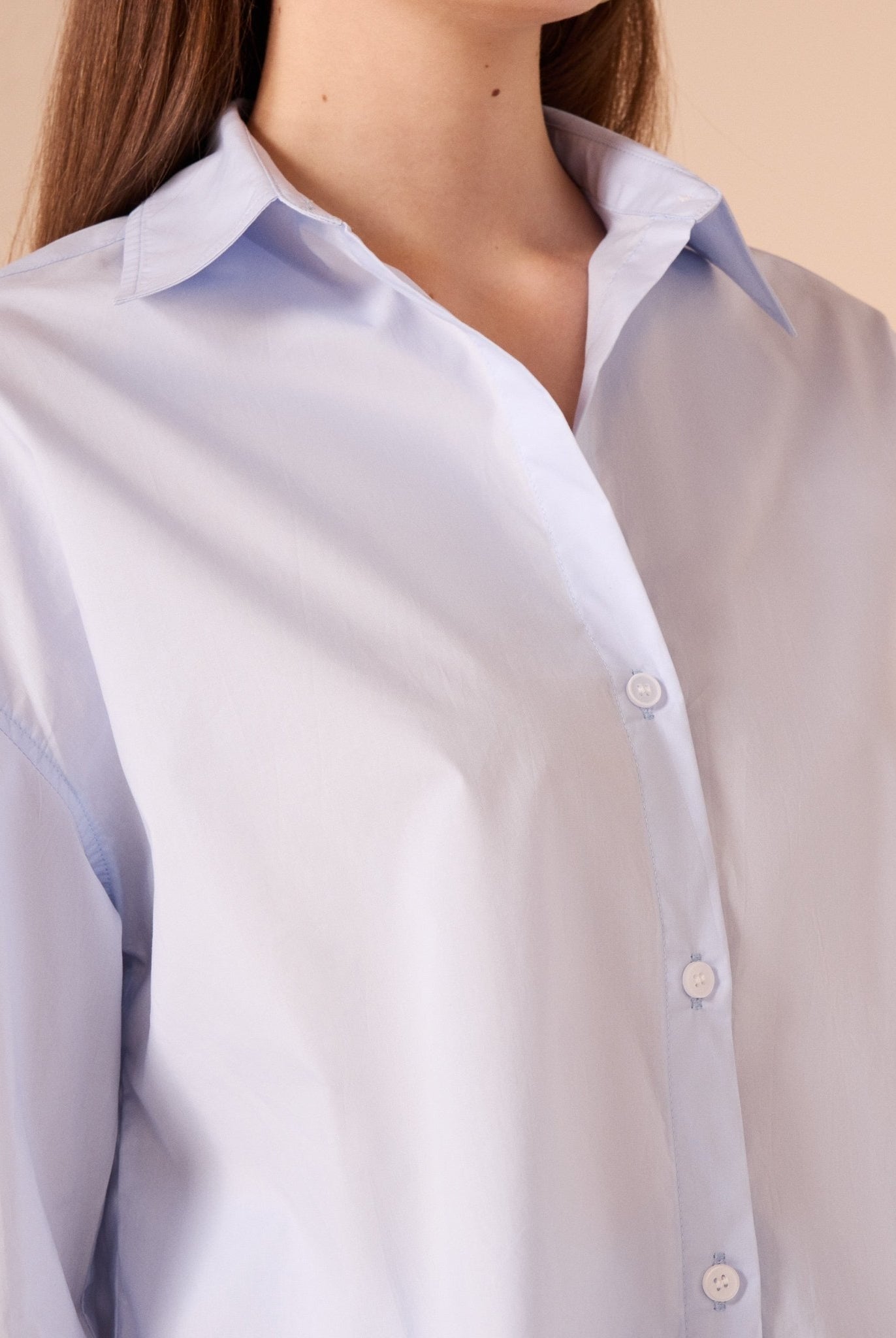 Long sleeve oversize poplin shirt - shopaleena