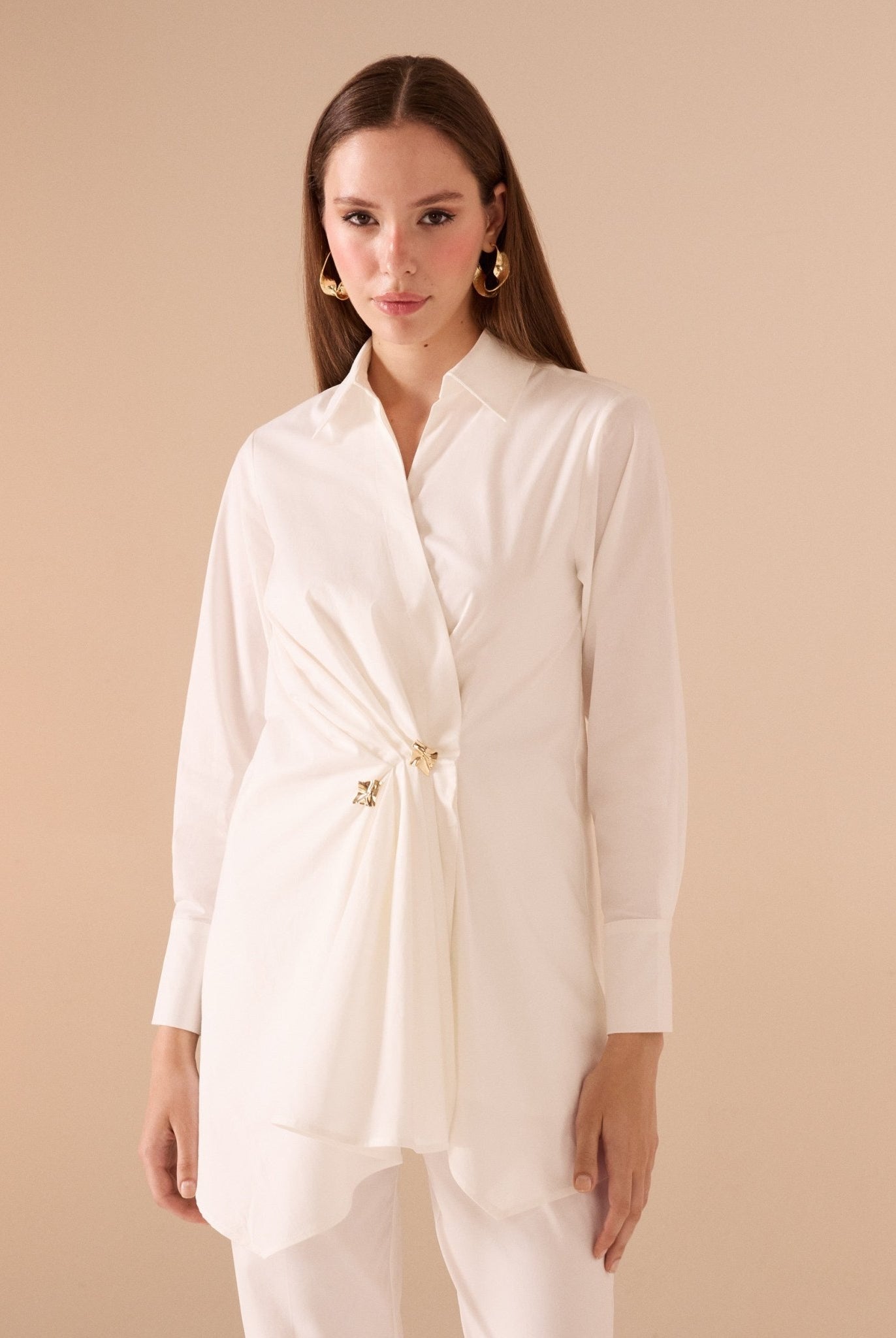 long sleeve Poplin wrap shirt - shopaleena