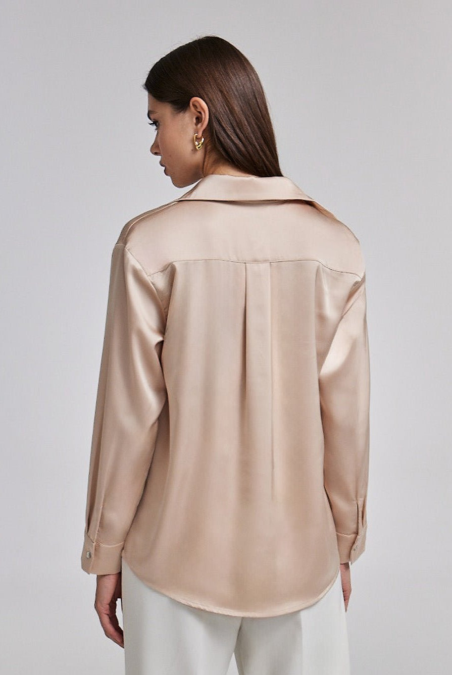 Long Sleeve Satin Shirt - shopaleena