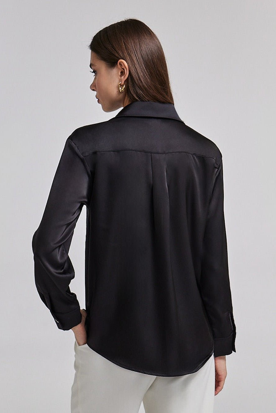 Long Sleeve Satin Shirt - shopaleena